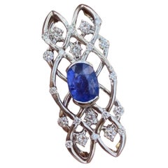 No Heat 1.31ct Burma Blue Sapphire Unheated 
Diamond Pendant 
Cert
