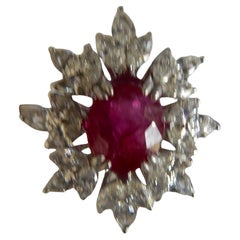 No Heat 1.69ct Burma Ruby Unheated & Diamond Ring GIA Certificate