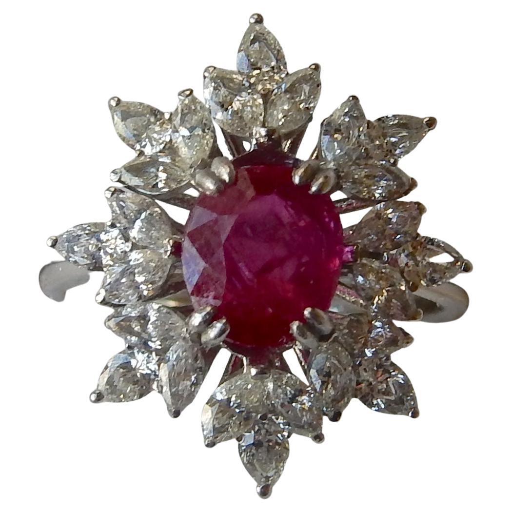 No Heat 1,69ct Burma Rubin Unerhitzt 
Diamant Ring GIA Zertifikat im Angebot