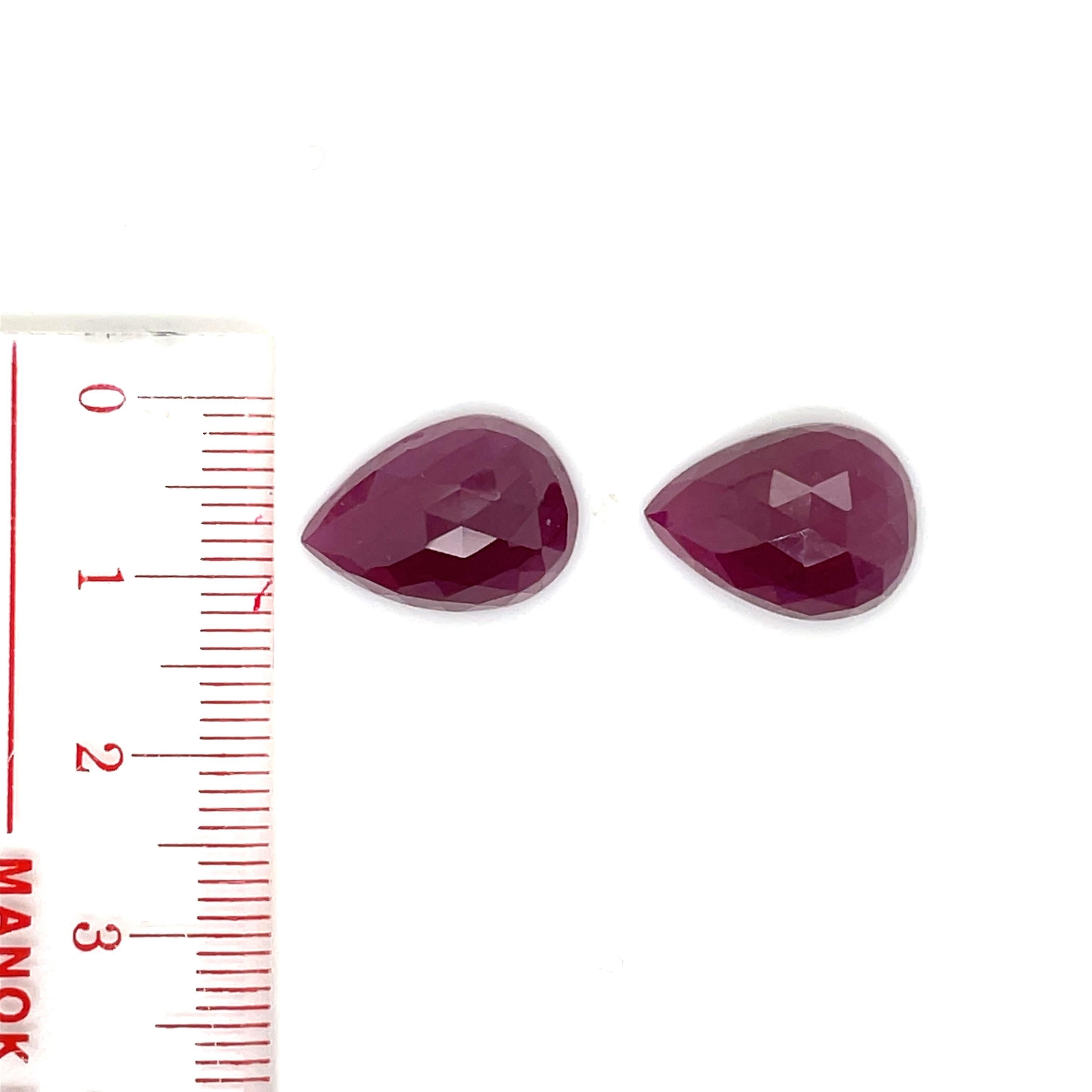 No Heat 2 Indian Pear-Shaped Buff Rubies Cts 20.22 For Sale 6