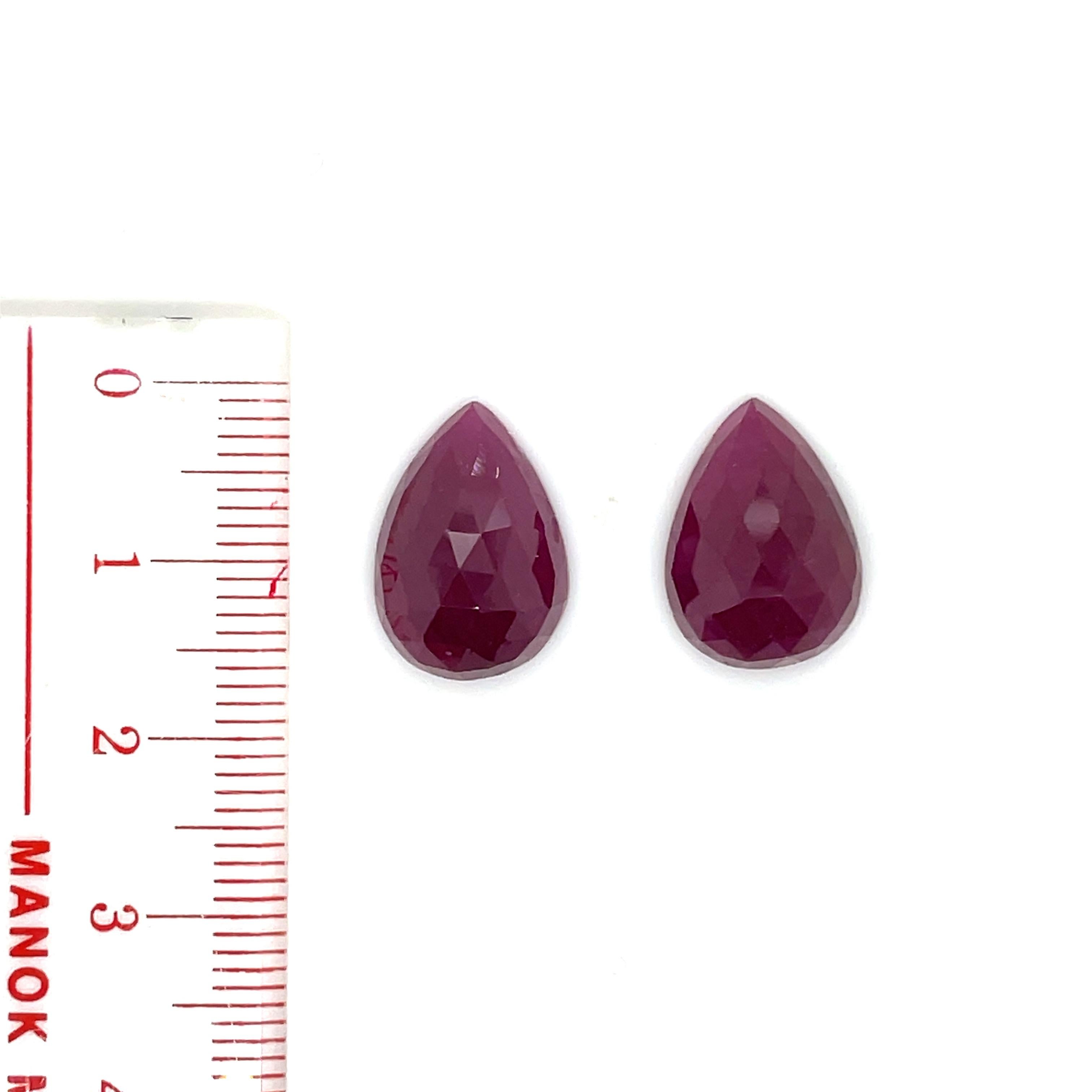 No Heat 2 Indian Pear-Shaped Buff Rubies Cts 20.22 For Sale 7