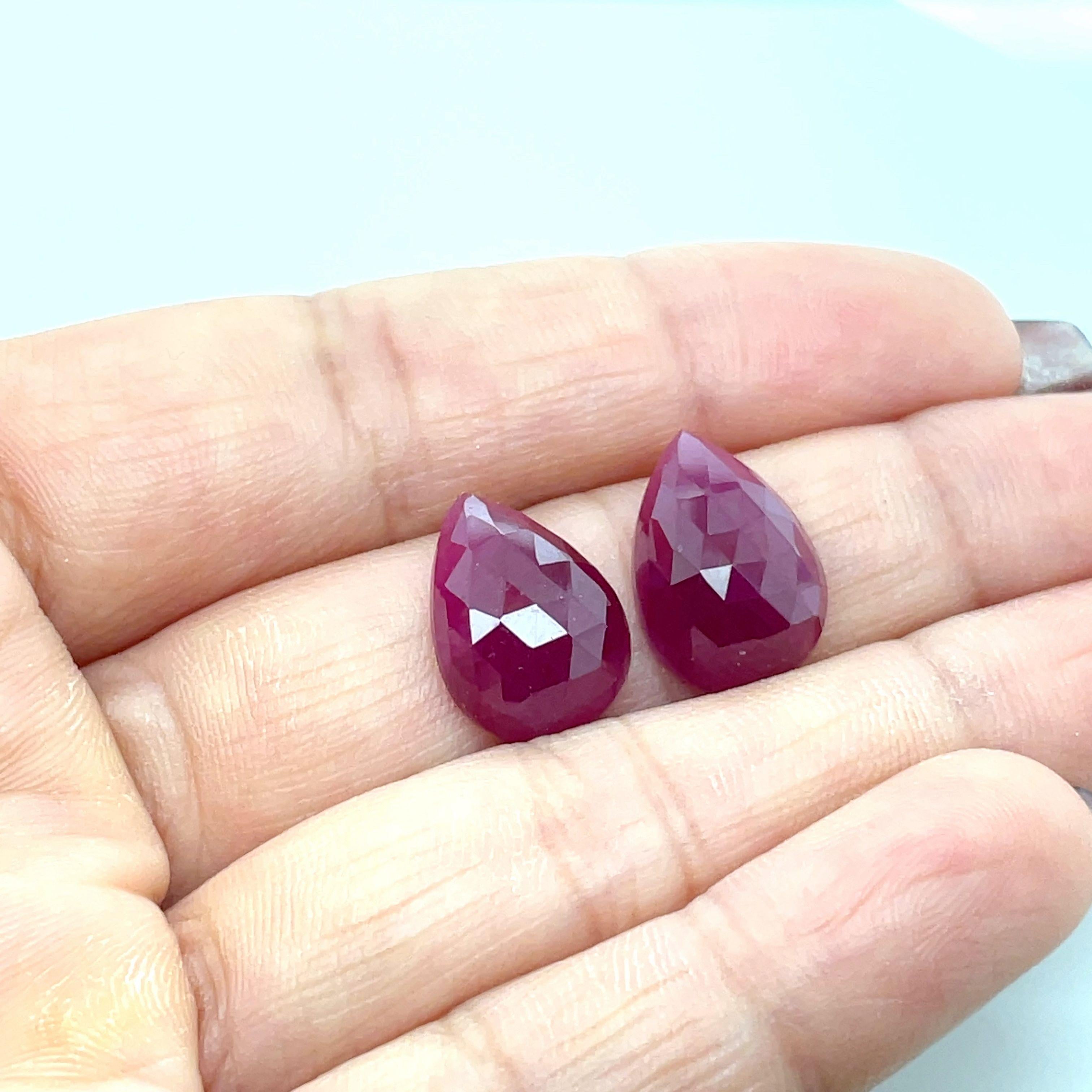 No Heat 2 Indian Pear-Shaped Buff Rubies Cts 20.22 For Sale 8