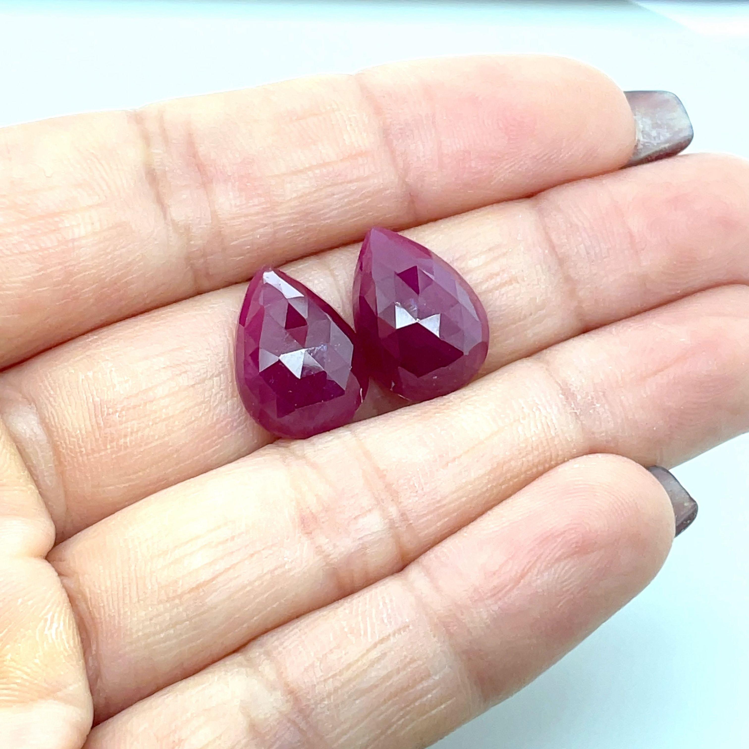 No Heat 2 Indian Pear-Shaped Buff Rubies Cts 20.22 For Sale 9