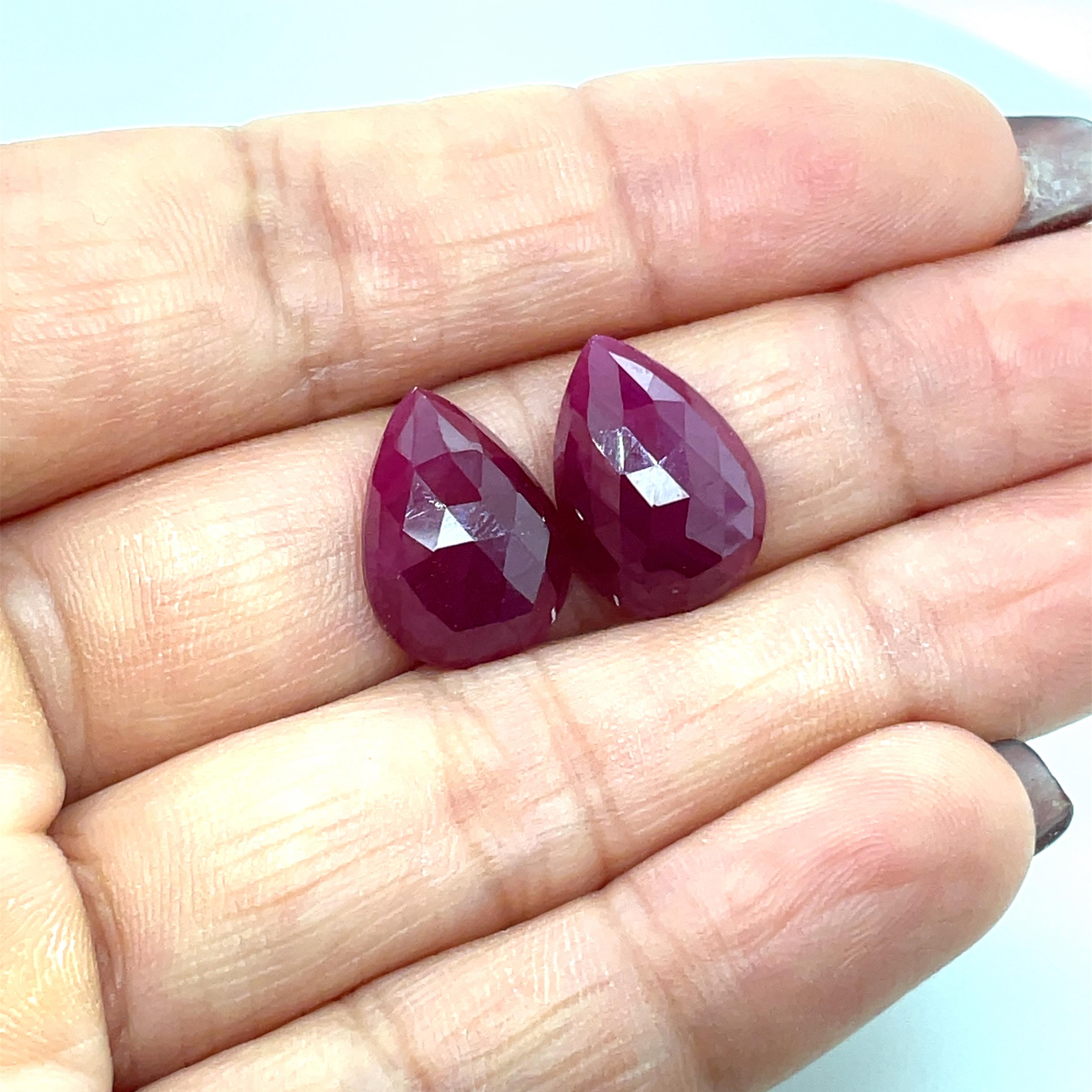 No Heat 2 Indian Pear-Shaped Buff Rubies Cts 20.22 For Sale 10