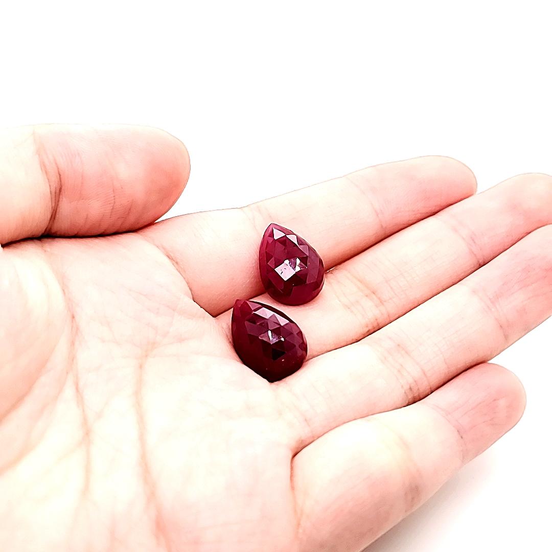 No Heat 2 Indian Pear-Shaped Buff Rubies Cts 20.22 For Sale 12