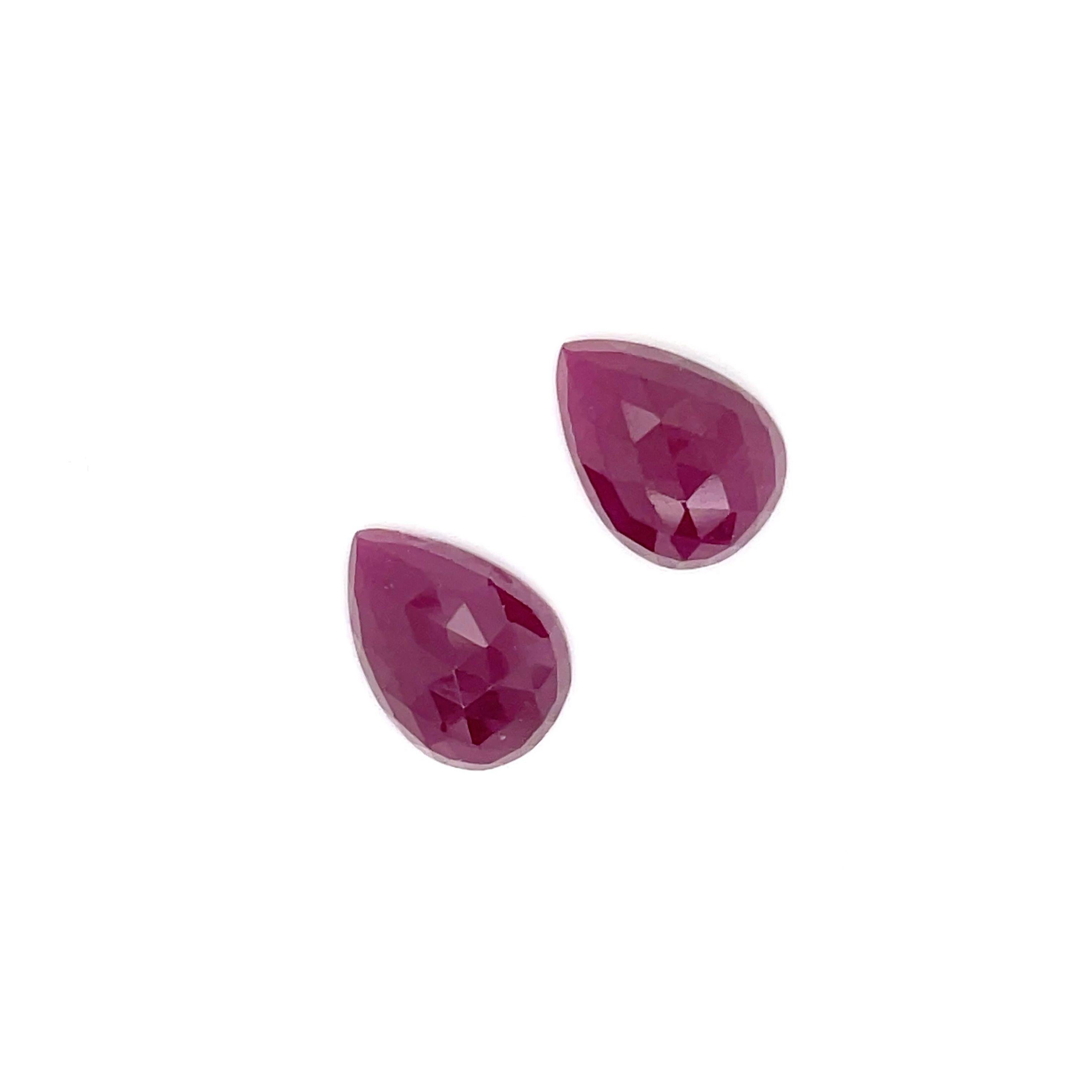 Pear Cut No Heat 2 Indian Pear-Shaped Buff Rubies Cts 20.22 For Sale