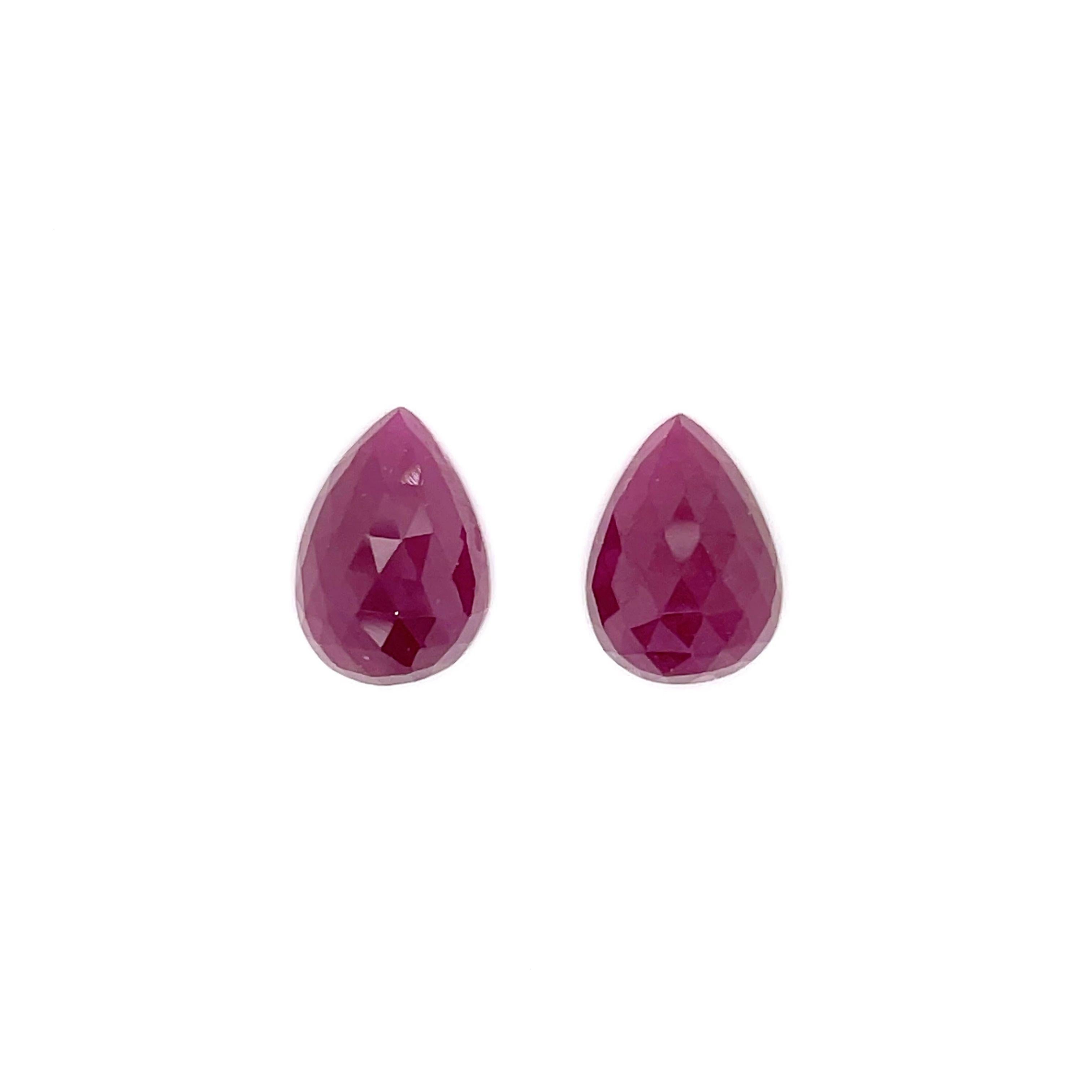 No Heat 2 Indian Pear-Shaped Buff Rubies Cts 20.22 In New Condition For Sale In Hong Kong, HK