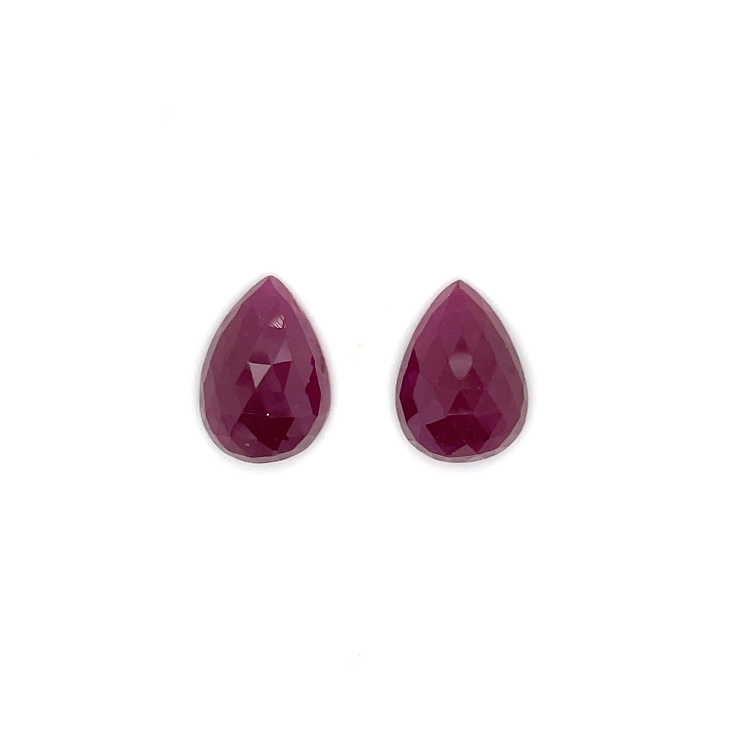 Women's or Men's No Heat 2 Indian Pear-Shaped Buff Rubies Cts 20.22 For Sale