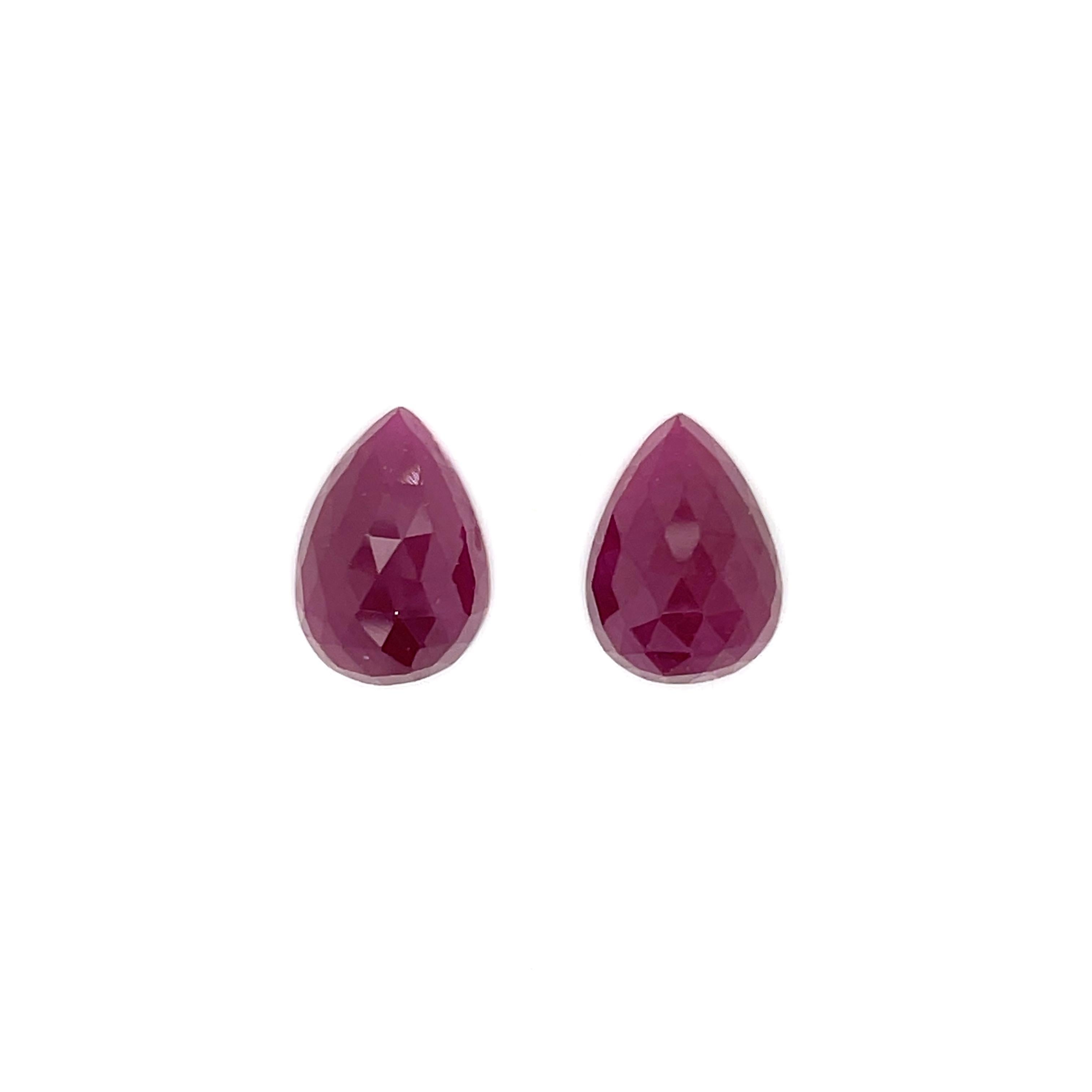 No Heat 2 Indian Pear-Shaped Buff Rubies Cts 20.22 For Sale 1