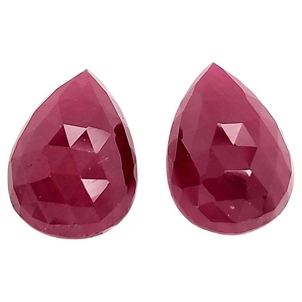 No Heat 2 Indian Pear-Shaped Buff Rubies Cts 20.22 For Sale