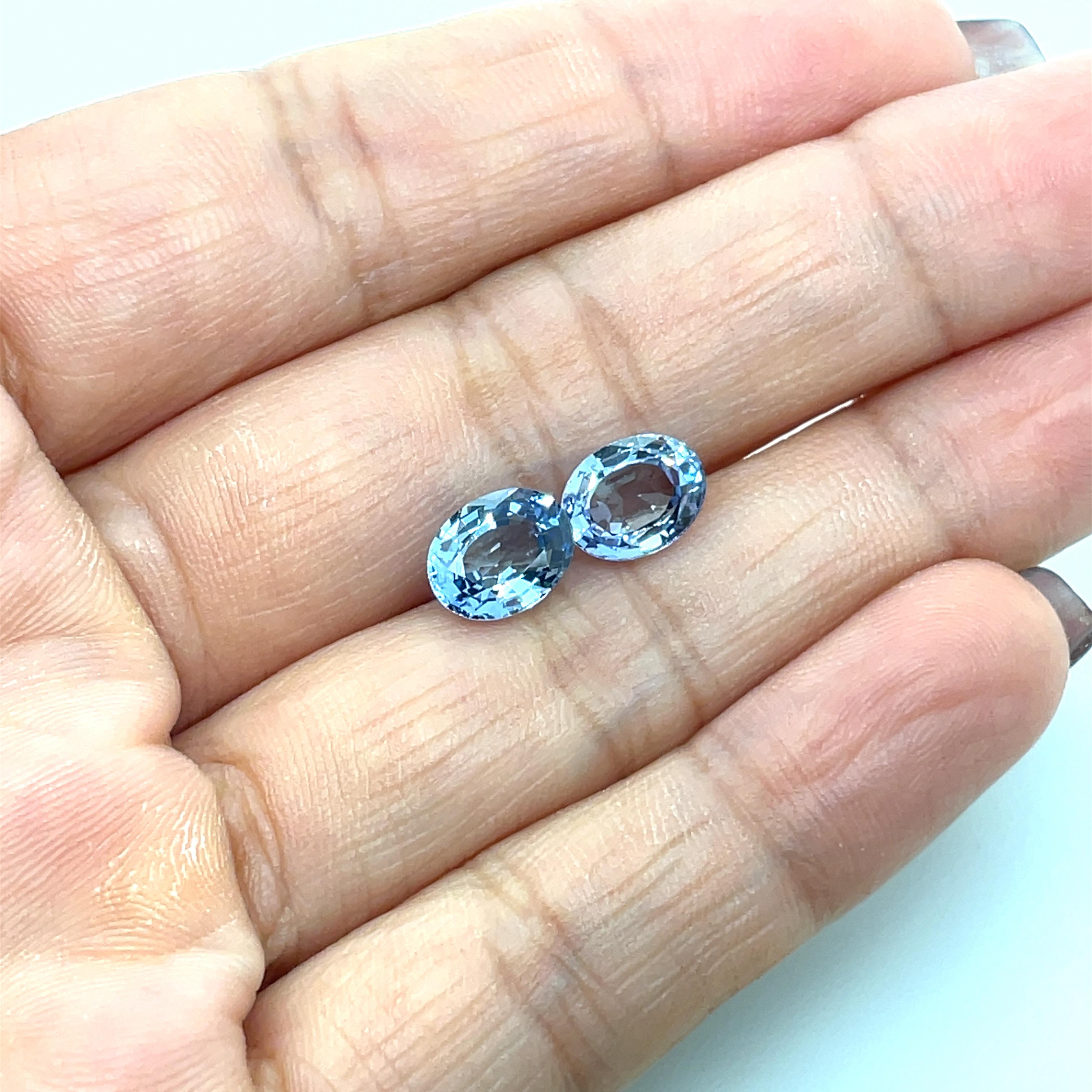 No Heat 2 Oval Blue Sapphires 4.37cts For Sale 7