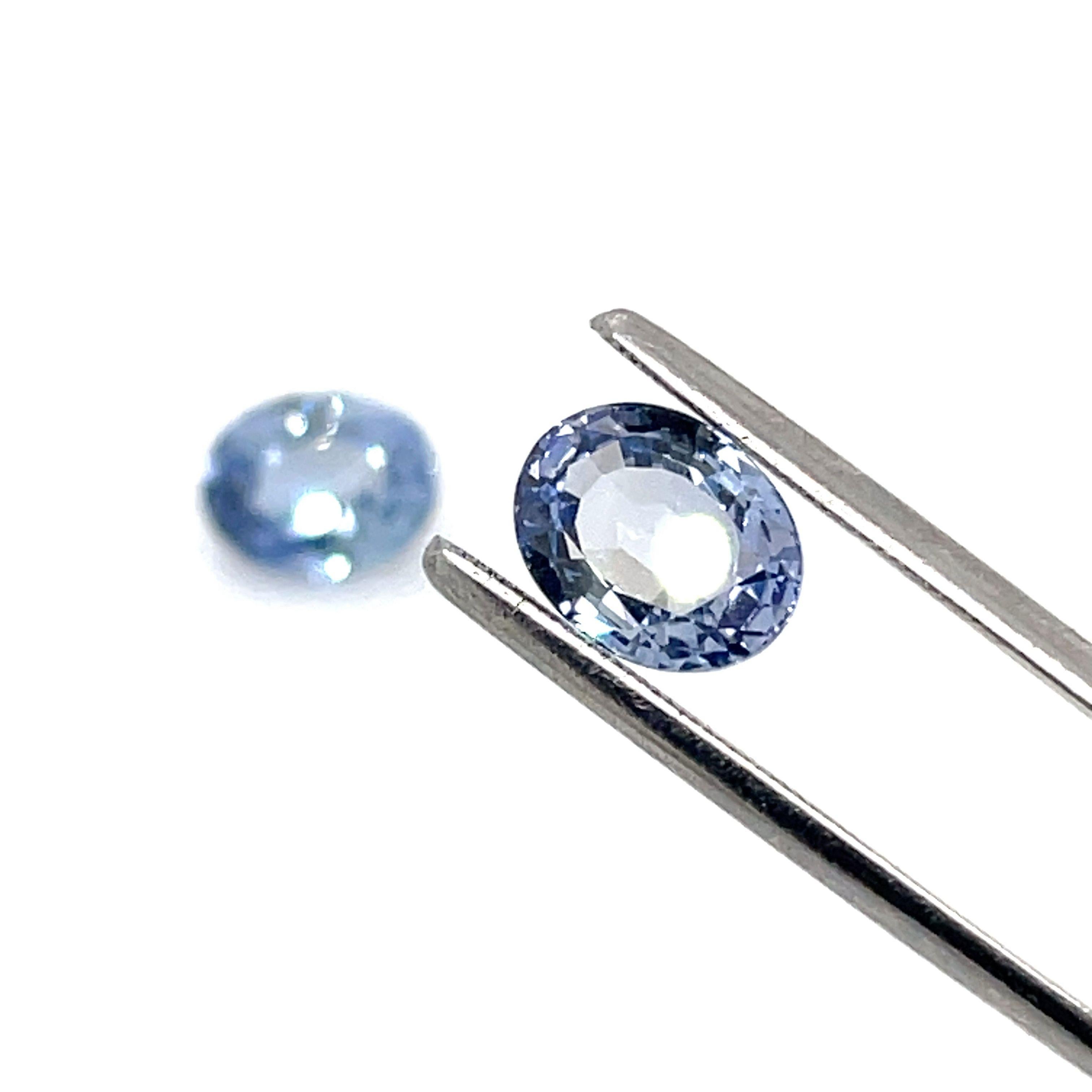 No Heat 2 Oval Blue Sapphires 4.37cts For Sale 2
