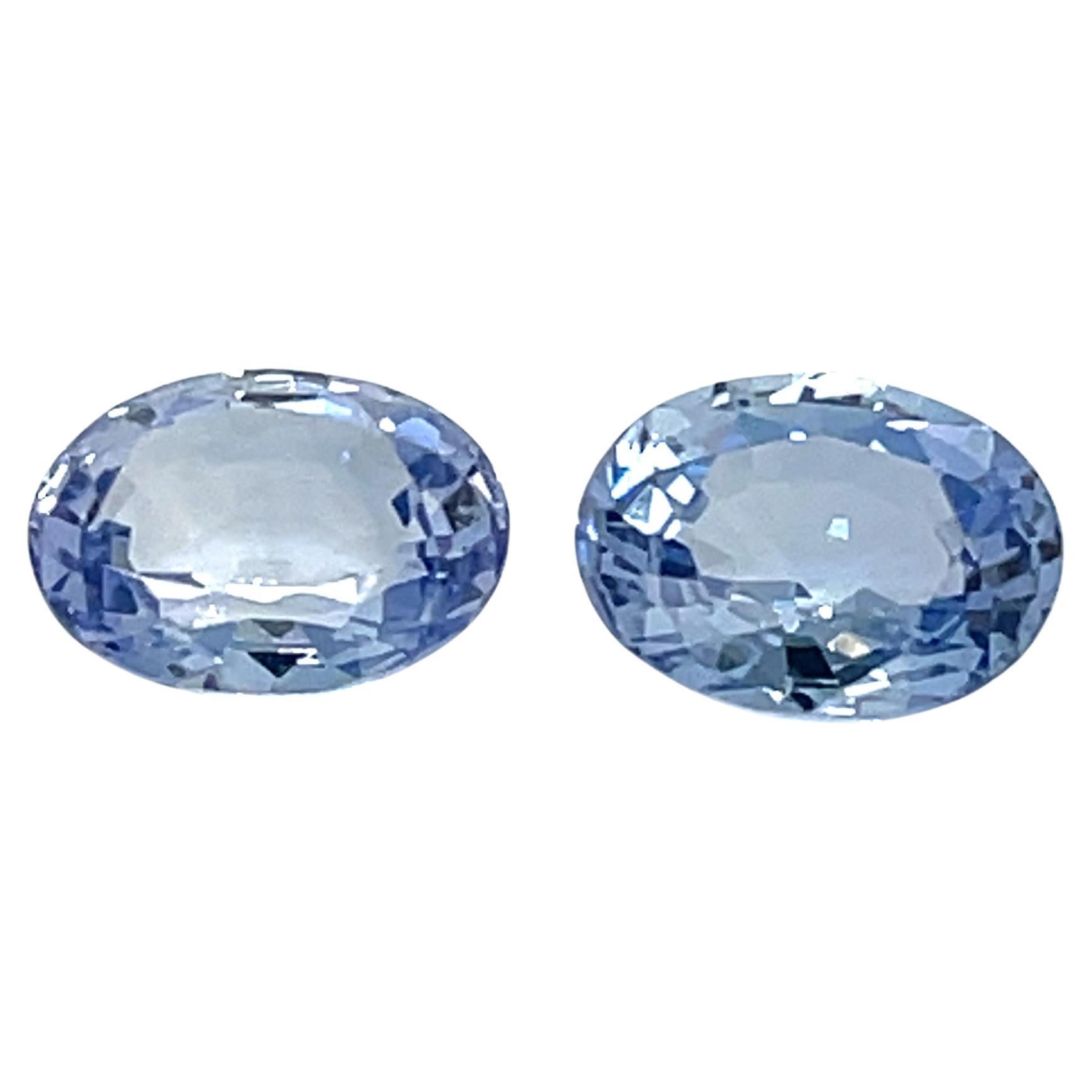 No Heat 2 Oval Blue Sapphires 4.37cts For Sale