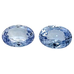 No Heat 2 Oval Blue Sapphires 4.37cts