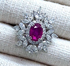 No Heat 2.20ct Burma Ruby & Diamond Ring Unheated GIA - Wonderful!