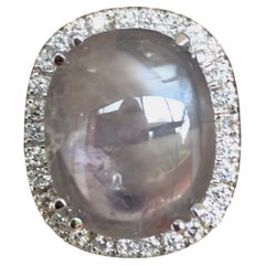 No Heat 25,13 Carati Champagne Zaffiro Diamante 18K Anello aureola Cabochon