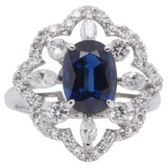 Atemberaubender Ring, unbehandelter 2,80 Karat Saphir zertifiziert und 1 Karat Diamant PT 900