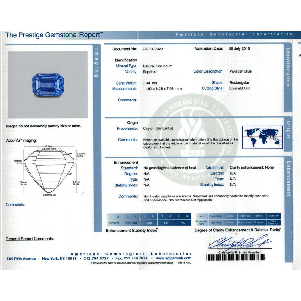 No Heat 7.34 Carat Ceylon Sapphire Diamond Ring AGL Certified 1