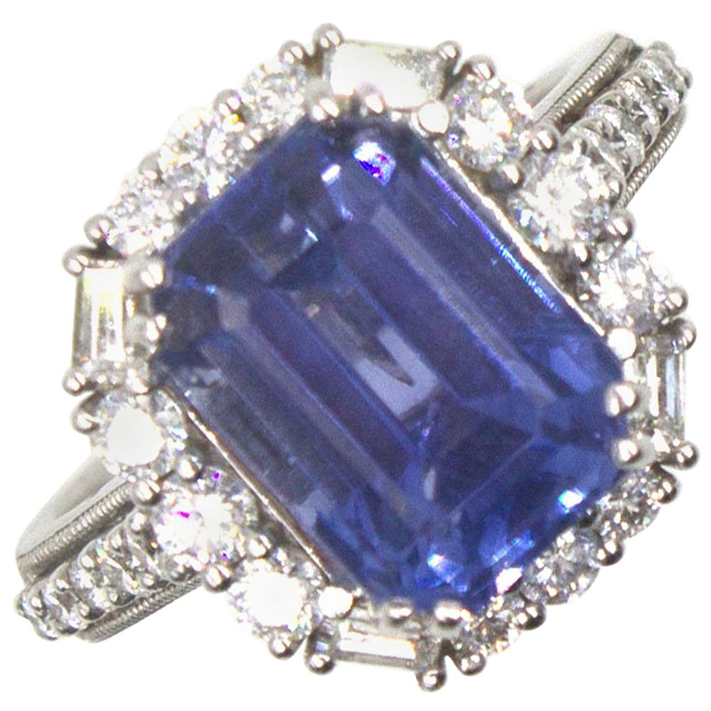 No Heat 7.34 Carat Ceylon Sapphire Diamond Ring AGL Certified