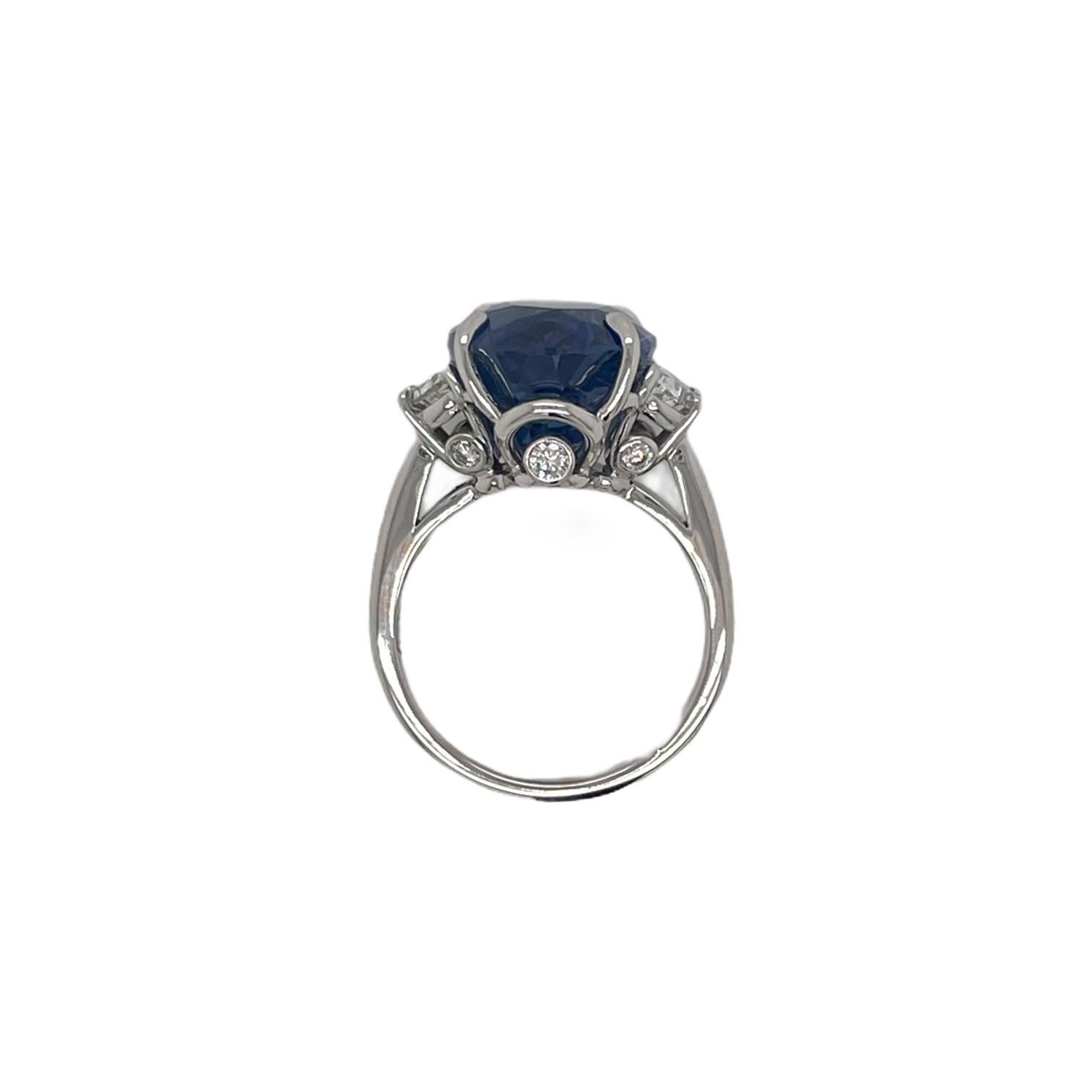 Modern No Heat AGL Certified Oval Burmese Sapphire & Diamond Ring in 18K White Gold For Sale