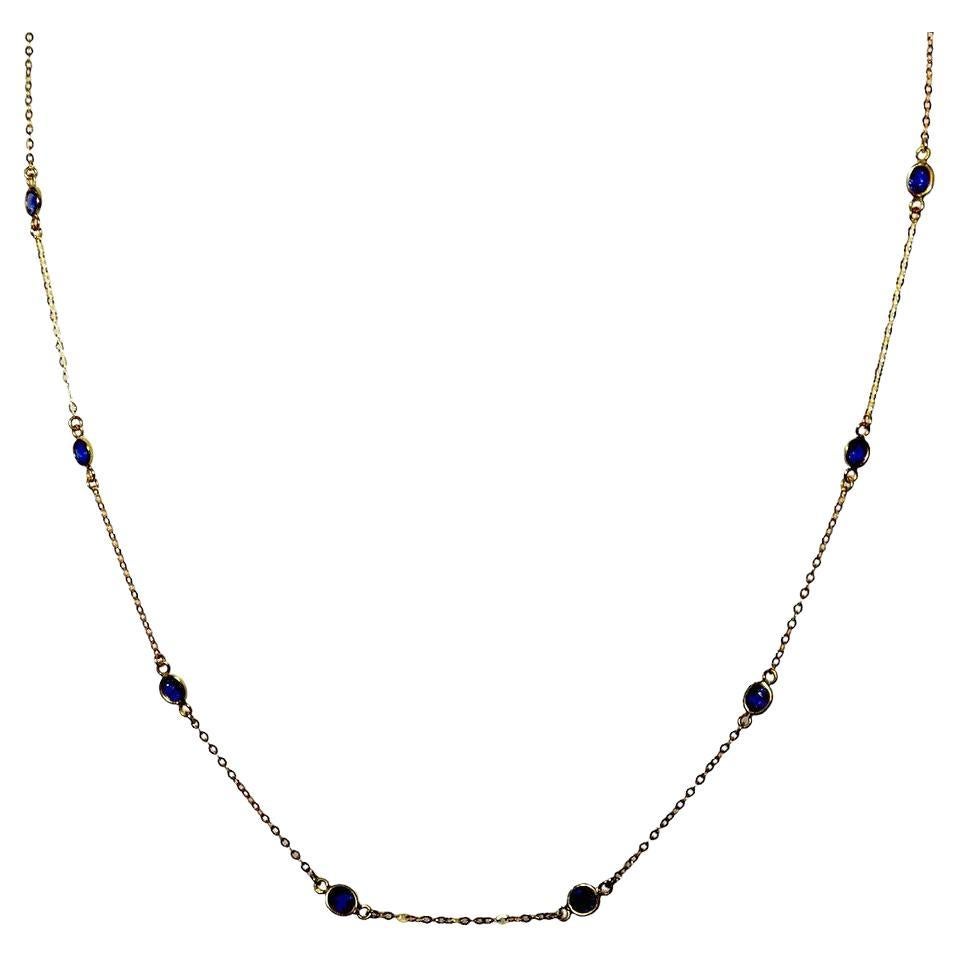 No Heat Blue Sapphire by the yard, Sapphire Stationary Necklace