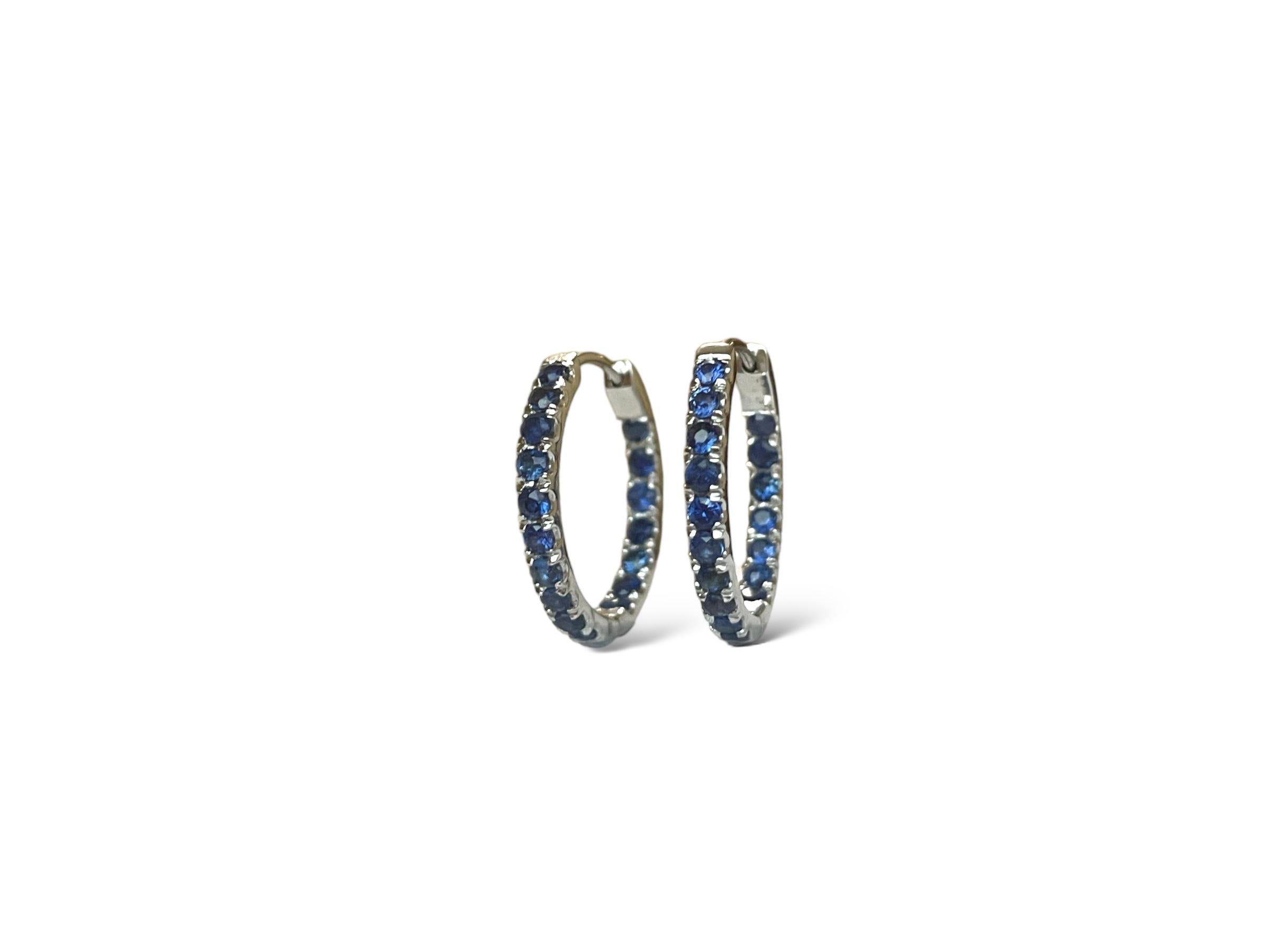 No Heat Blue Sapphire Hoop Earring (1.98 cm) 2