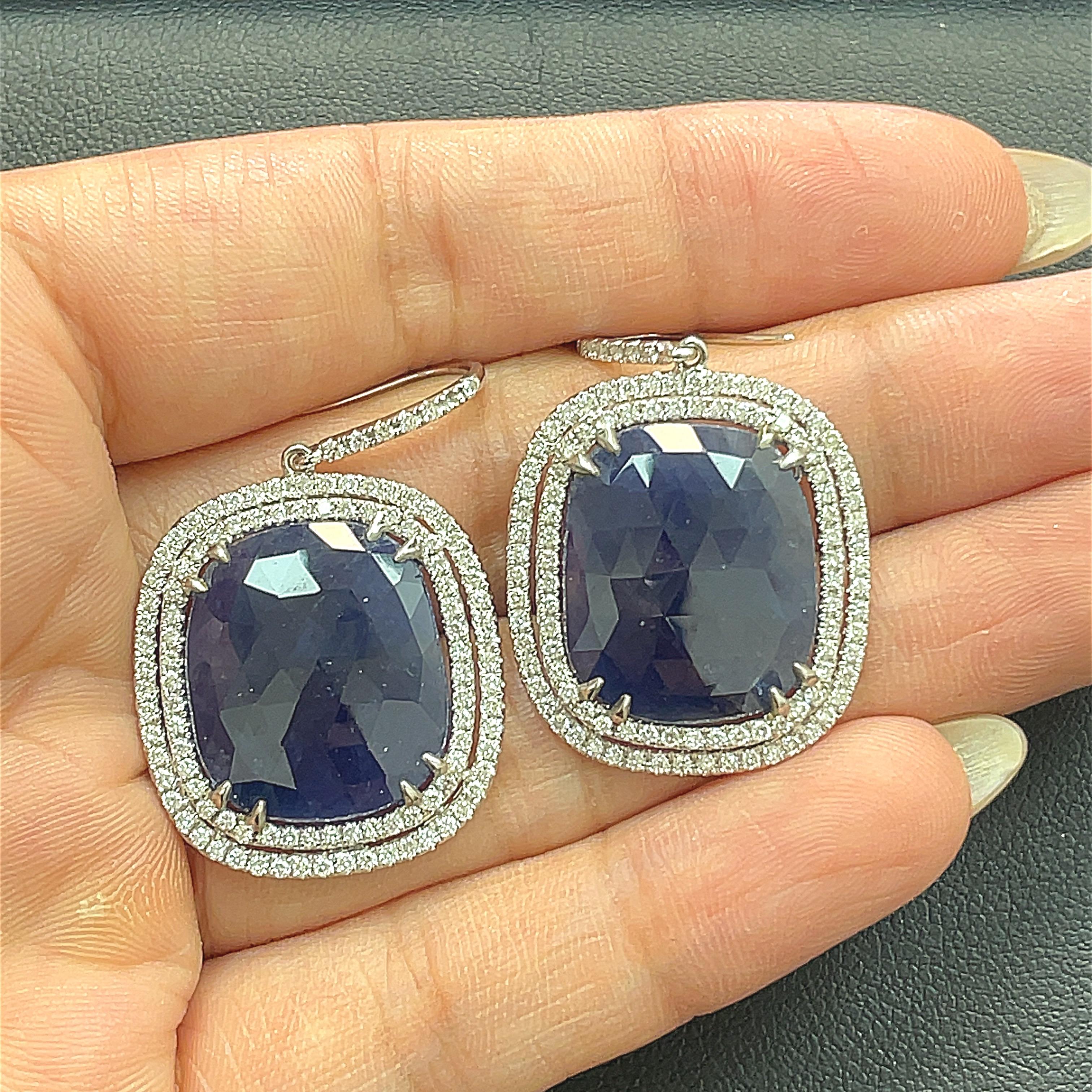 No heat Burma Blue Sapphire Earrings For Sale 4