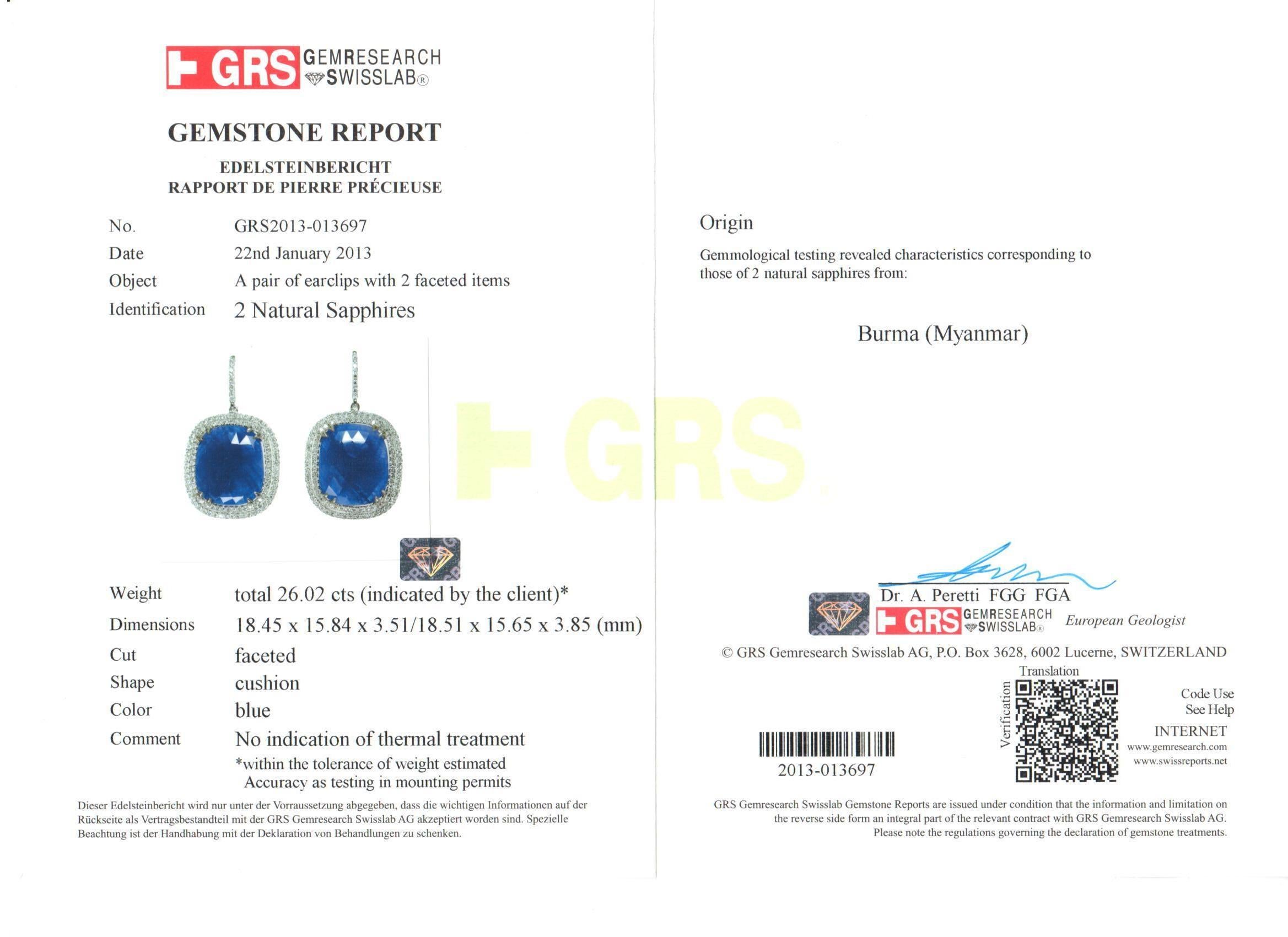 No heat Burma Blue Sapphire Earrings For Sale 5