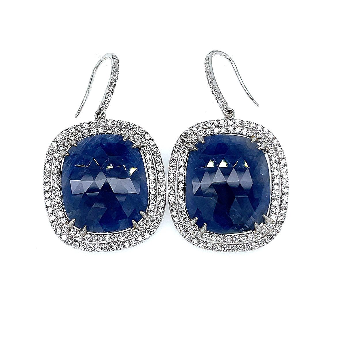 Contemporary No heat Burma Blue Sapphire Earrings  For Sale