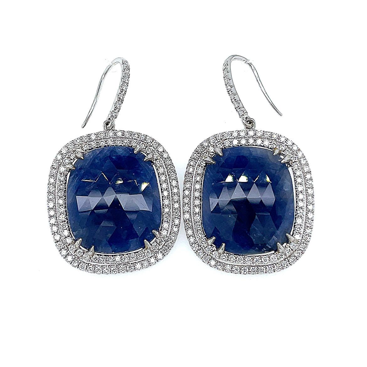 Contemporary No heat Burma Blue Sapphire Earrings For Sale