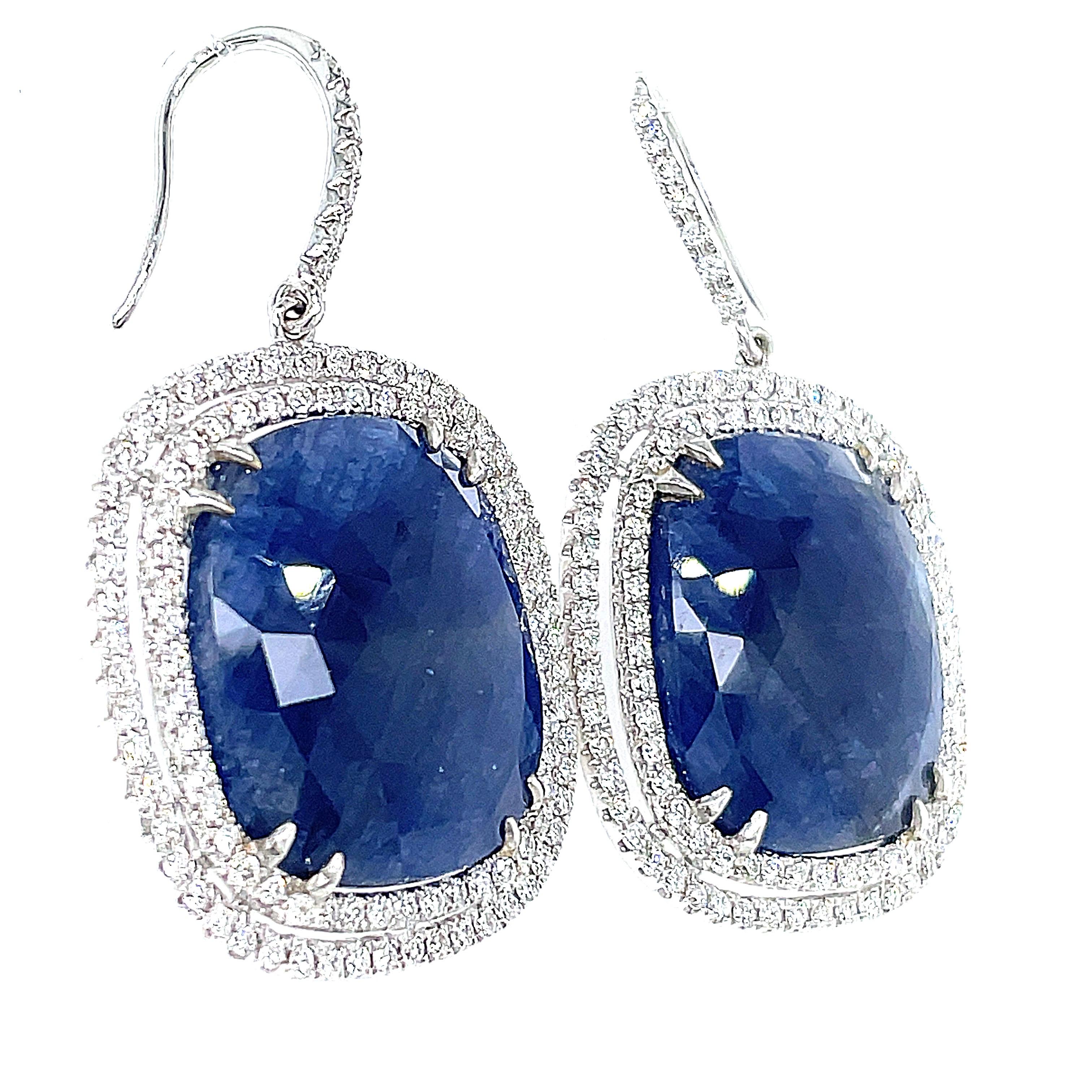 Cushion Cut No heat Burma Blue Sapphire Earrings For Sale
