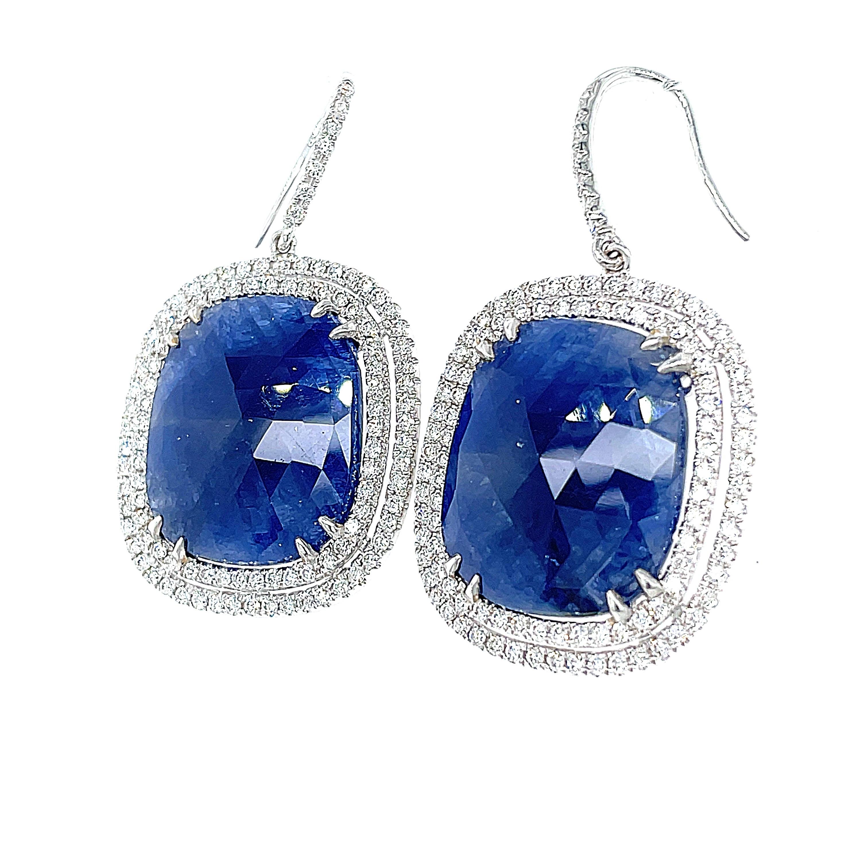 No heat Burma Blue Sapphire Earrings  For Sale 1