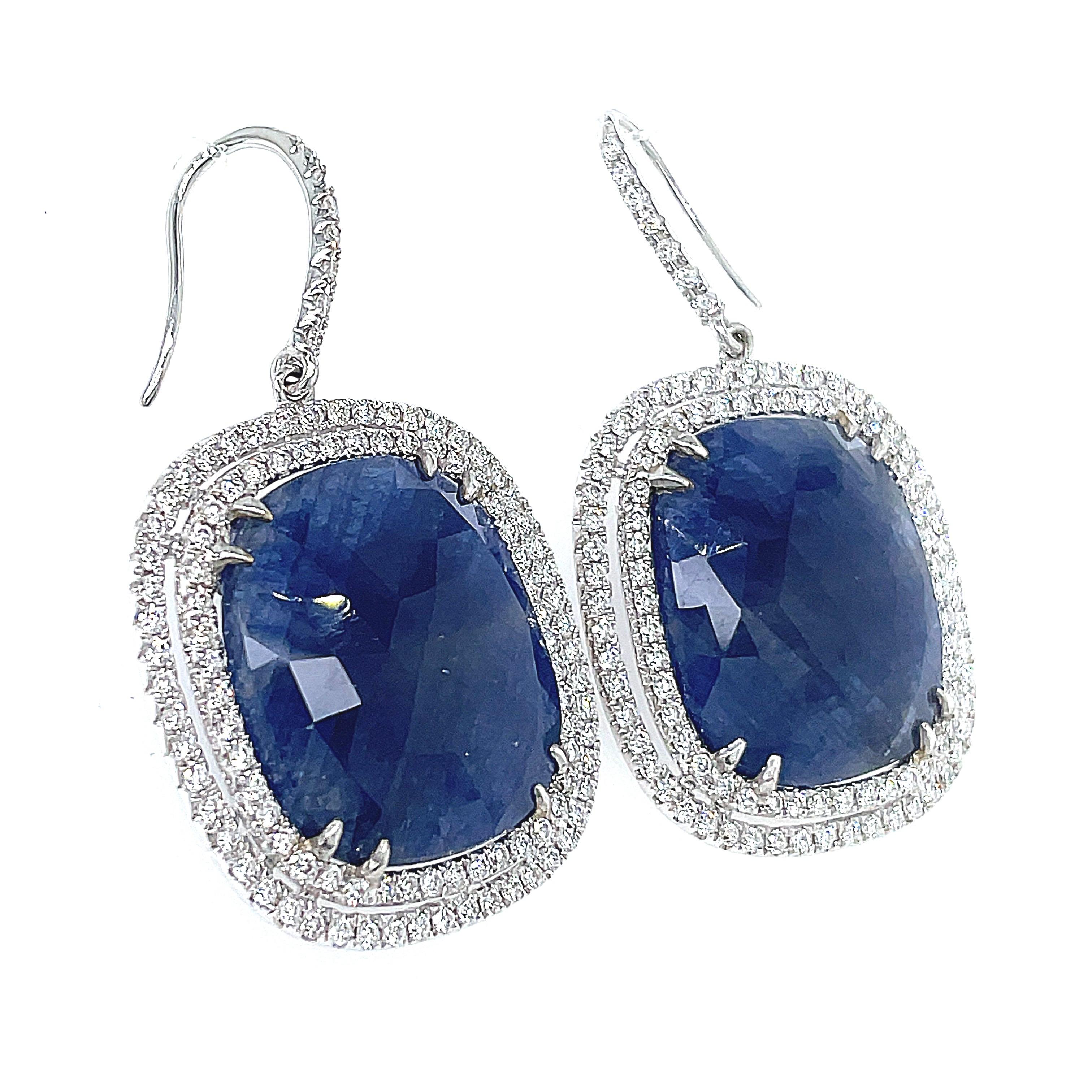 No heat Burma Blue Sapphire Earrings For Sale 2