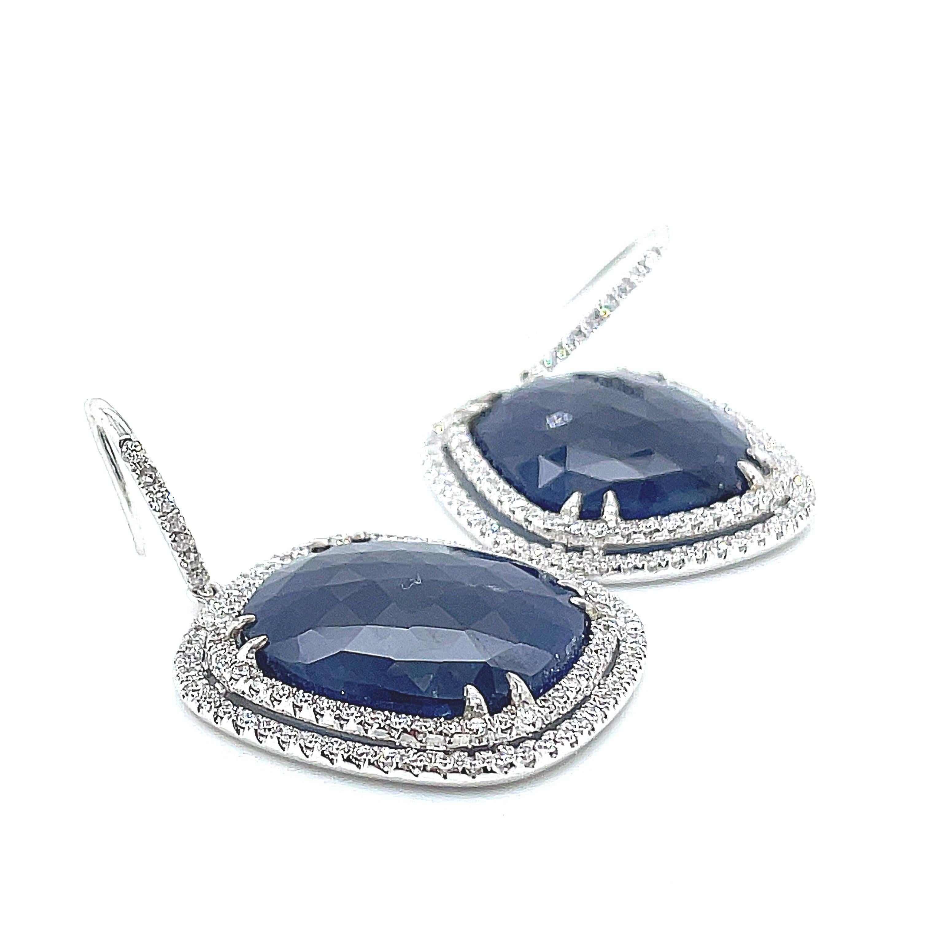 No heat Burma Blue Sapphire Earrings For Sale 3