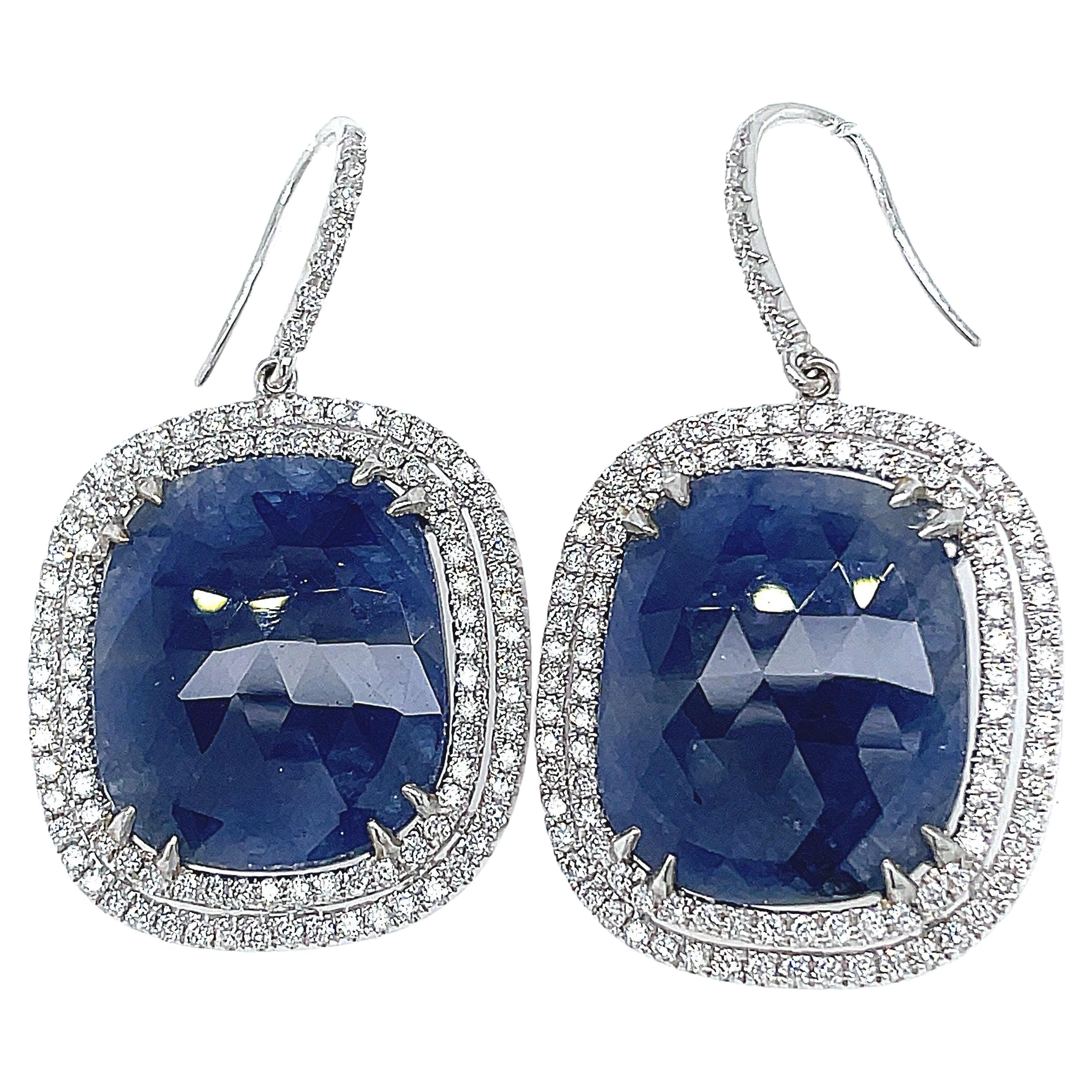 No heat Burma Blue Sapphire Earrings  For Sale