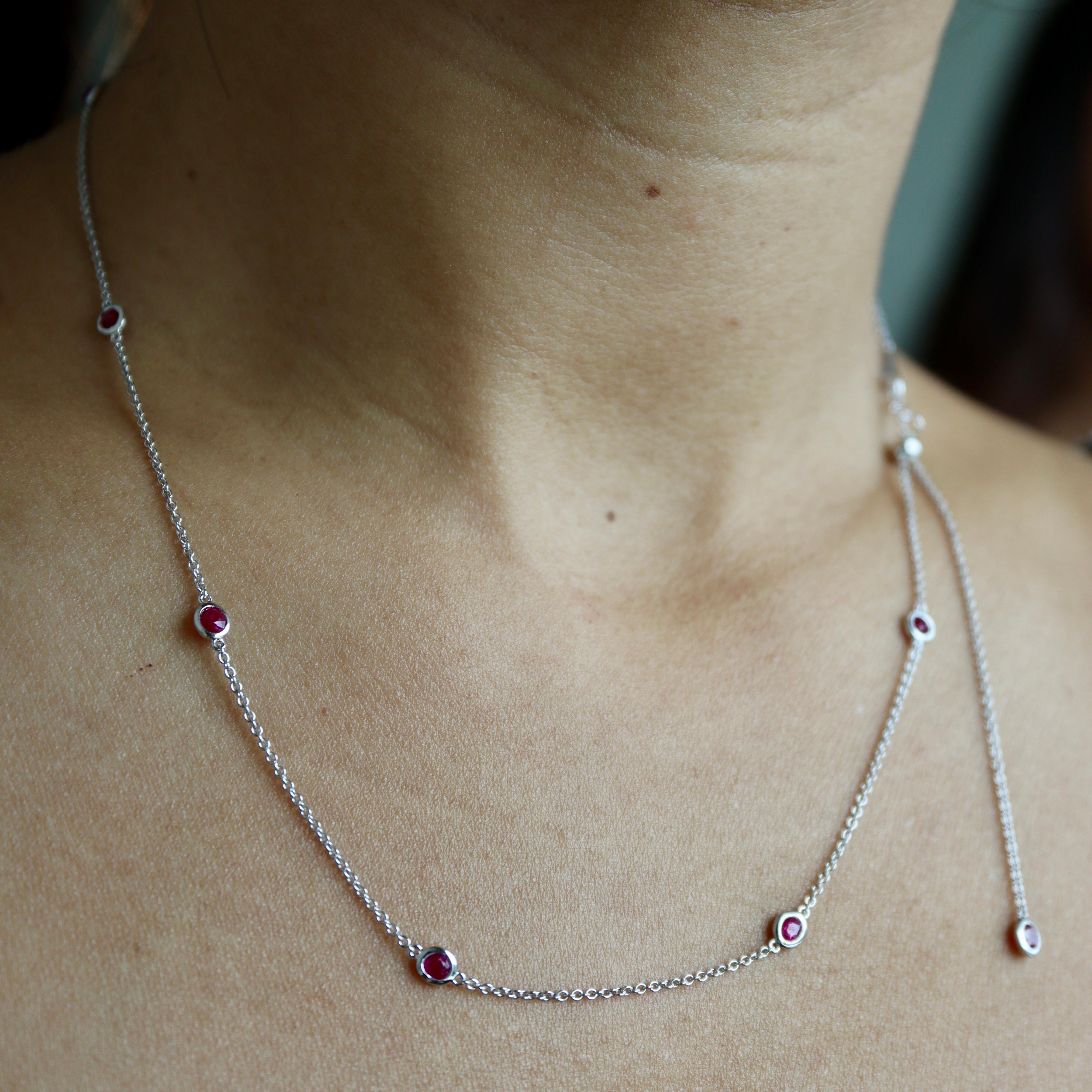 No Heat Burma Ruby by the yard, collier à station de rubis (T 1.71ct/10pcs/or blanc) en vente 4
