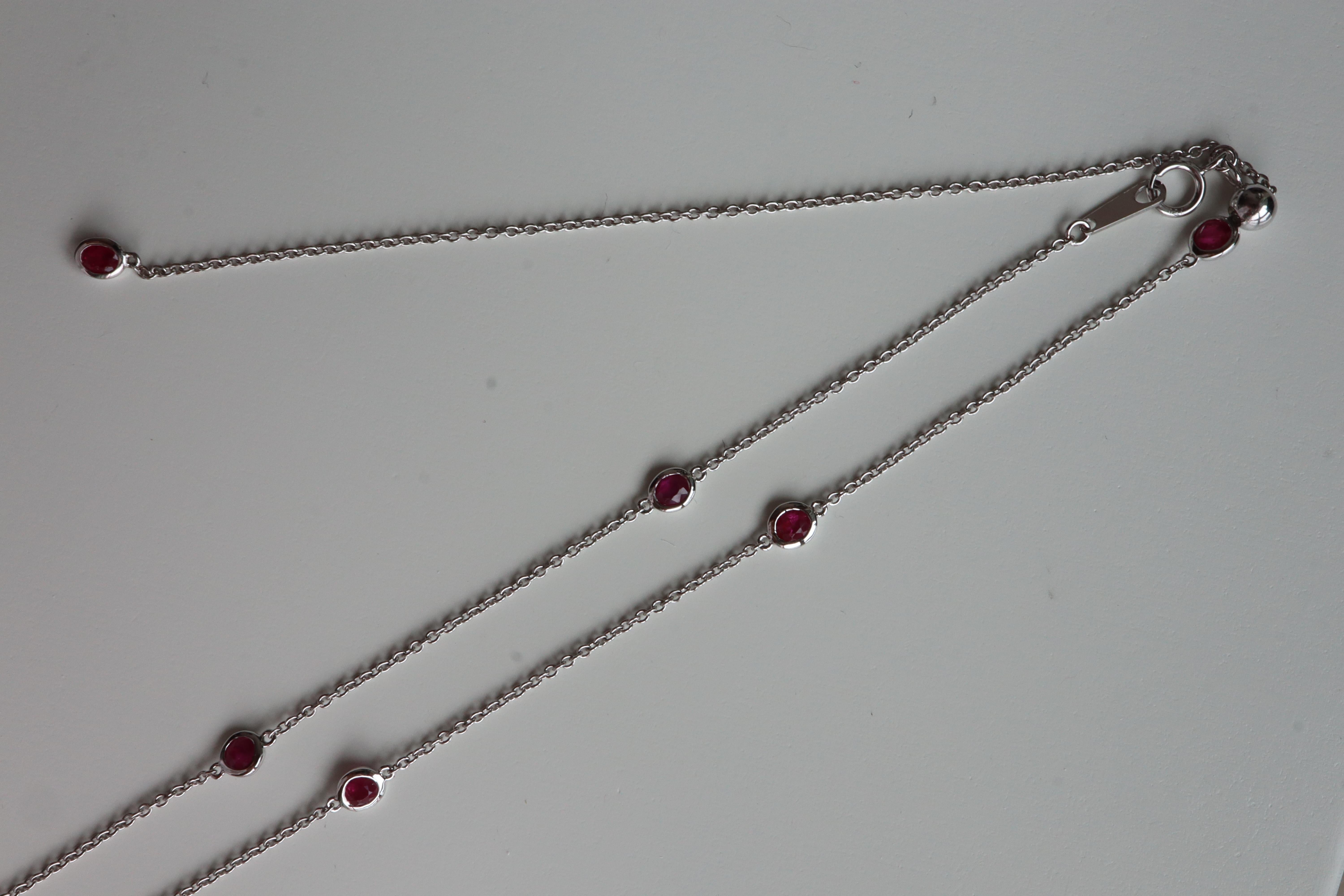 No Heat Burma Ruby by the yard, collier à station de rubis (T 1.71ct/10pcs/or blanc) Neuf - En vente à Singapore, SG