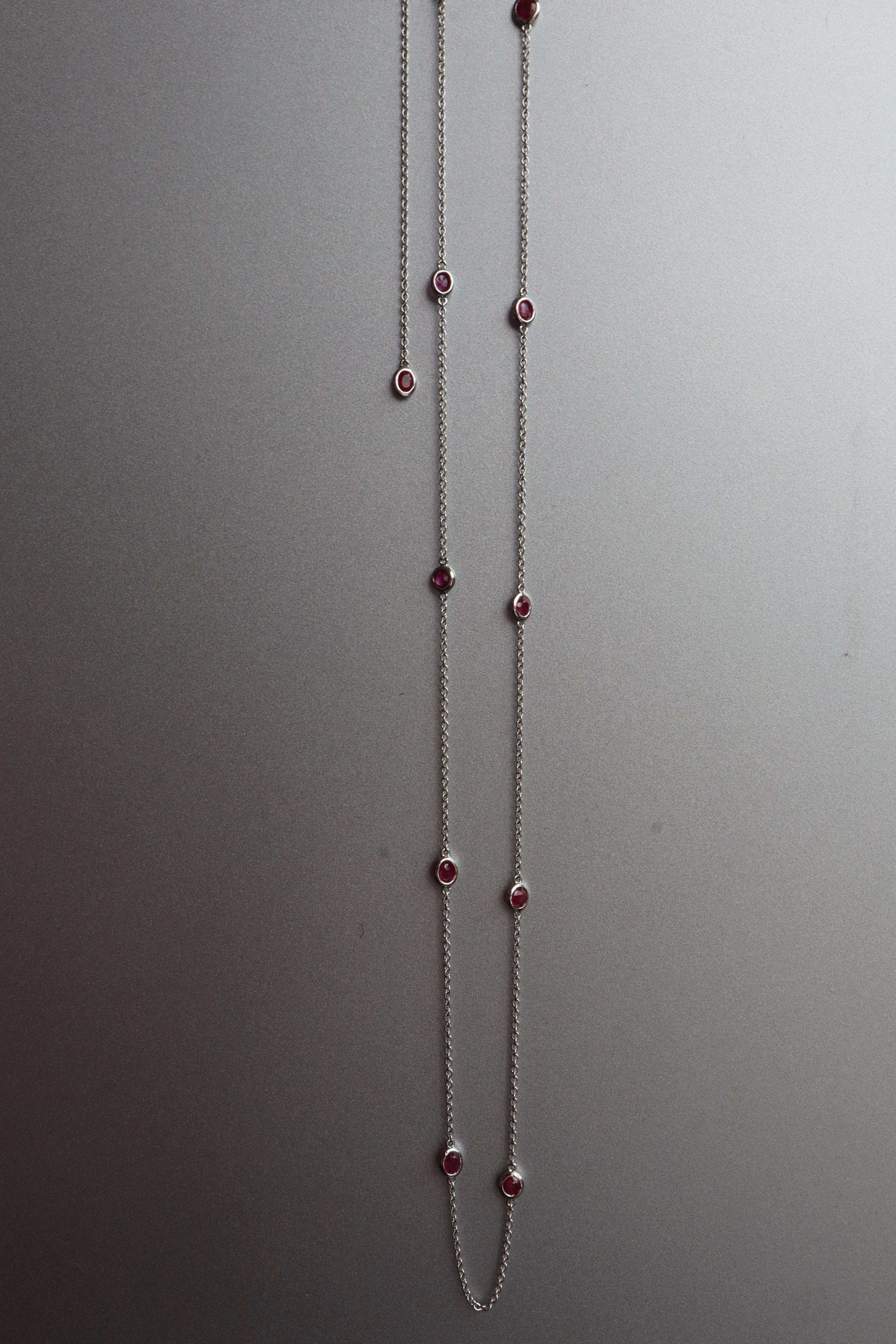 No Heat Burma Ruby by the yard, collier à station de rubis (T 1.71ct/10pcs/or blanc) en vente 1