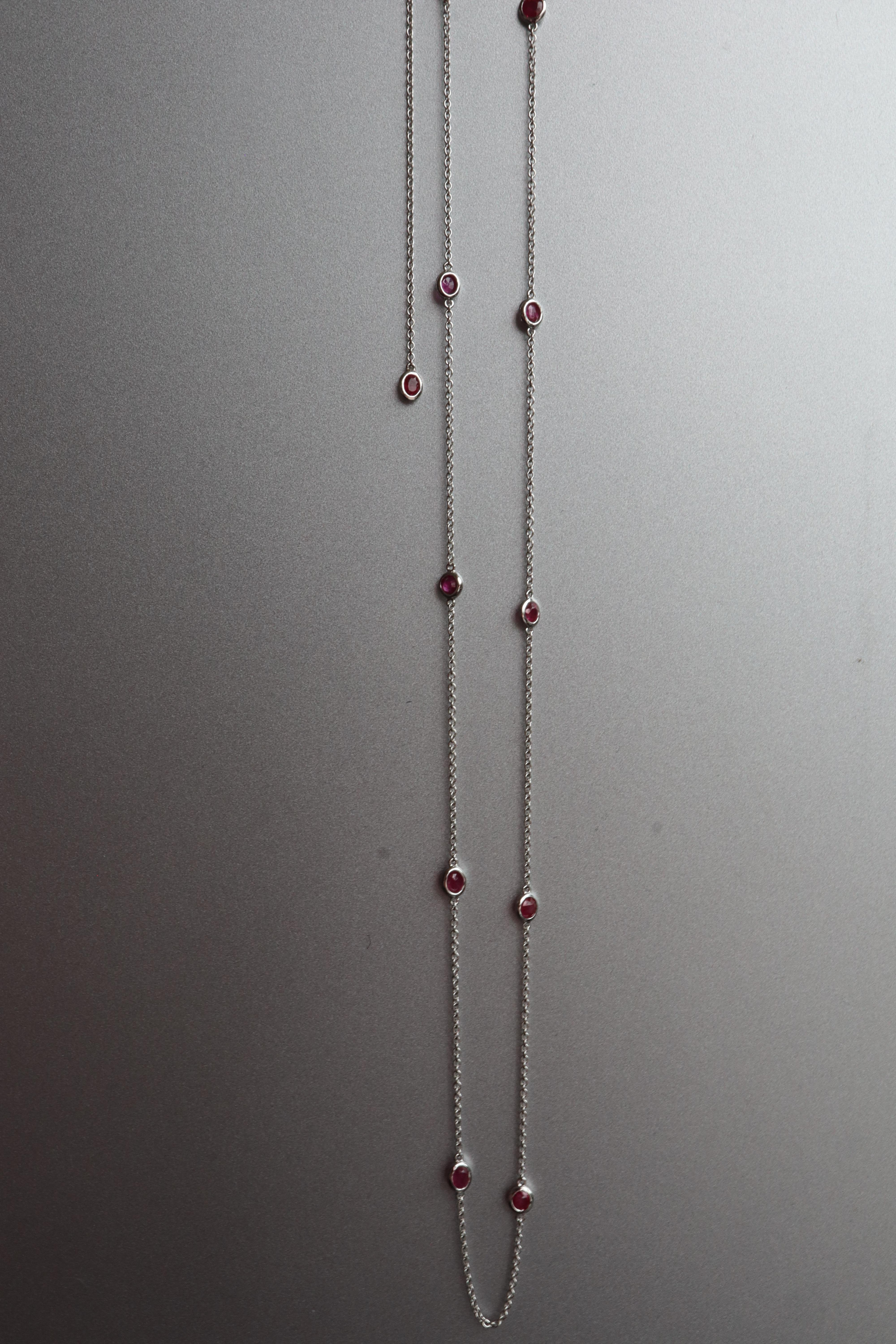 No Heat Burma Ruby by the yard, collier à station de rubis (T 1.71ct/10pcs/or blanc) en vente 2