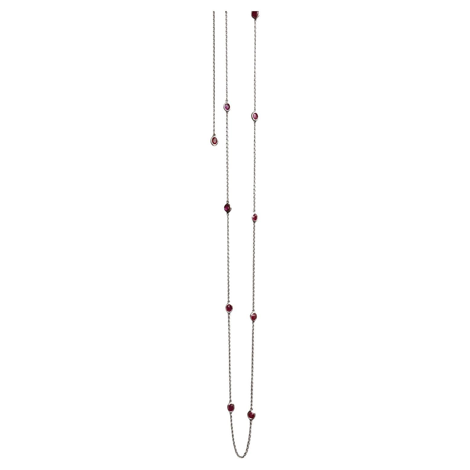 No Heat Burma Ruby by the Yard, Ruby Station Necklace(T 1.71ct/10pcs/Weißgold)