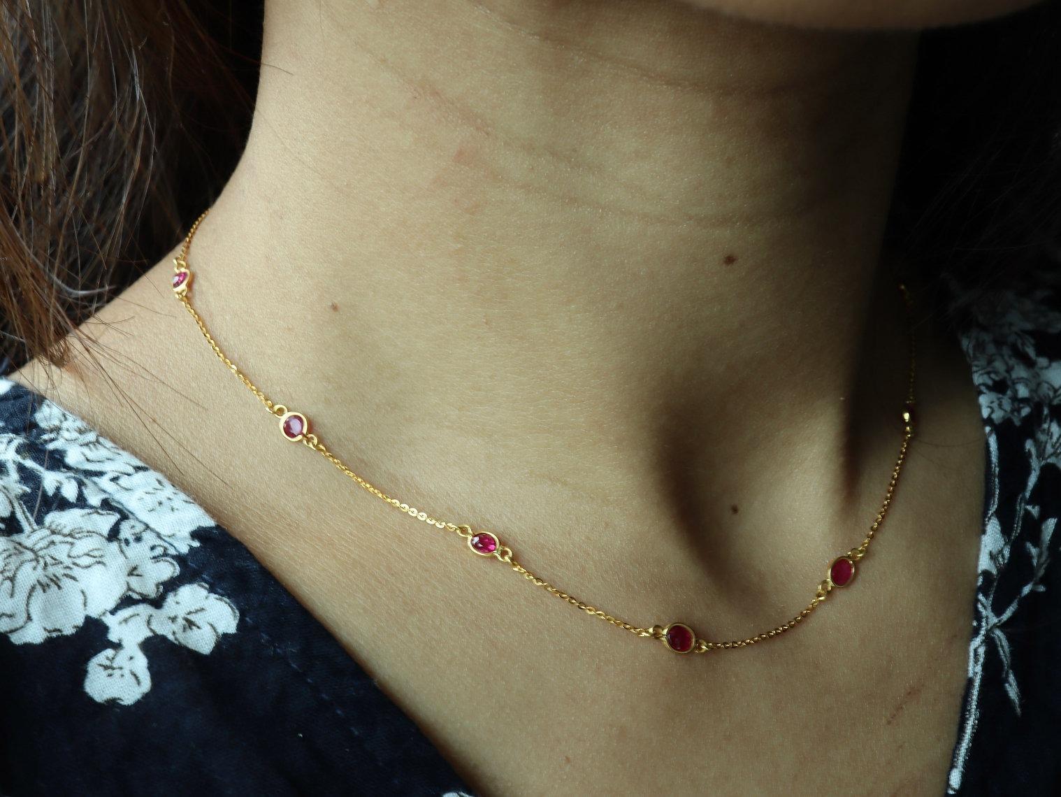 No Heat Burma Ruby by the yard, Ruby Stationary Necklace In New Condition In Singapore, SG
