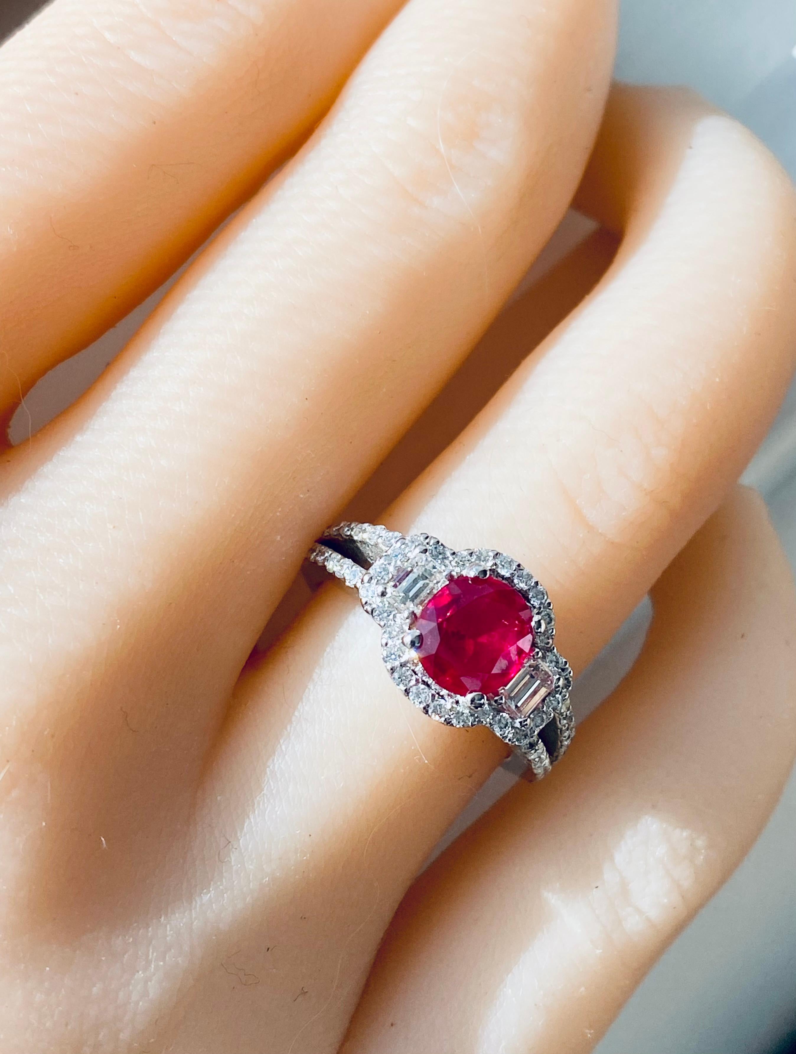 Cushion Cut GIA Certified No Heat Myanmar Ruby 1.48 Carat Diamond 1.20 Carat Platinum Ring