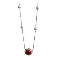Collar No Heat Burma Ruby con diamantes naturales y perlas akoya
