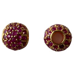 No Heat Burma Ruby Pendant Ball in 18K Yellow Gold-Burmese Unheated Ruby Pendant