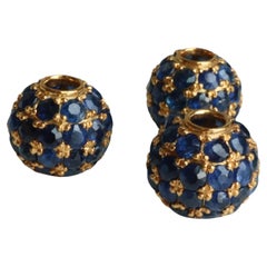No Heat Burma Sapphire Pendant Bead Ball in 18K Yellow Gold-Sapphire Charm
