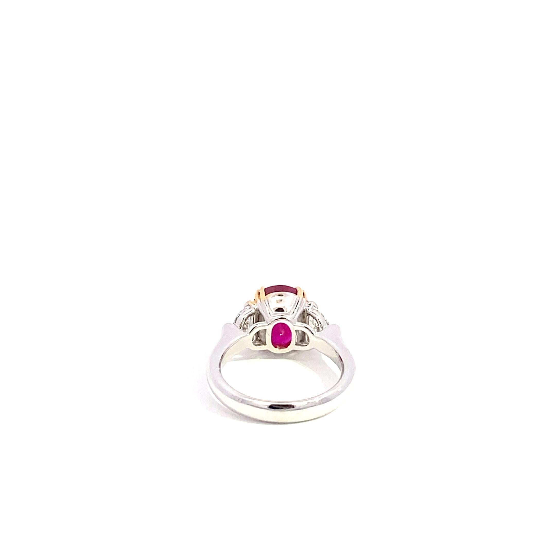 Art Nouveau Anello con rubini e diamanti di sangue di piccione birmano senza calore, certificato GRS in vendita