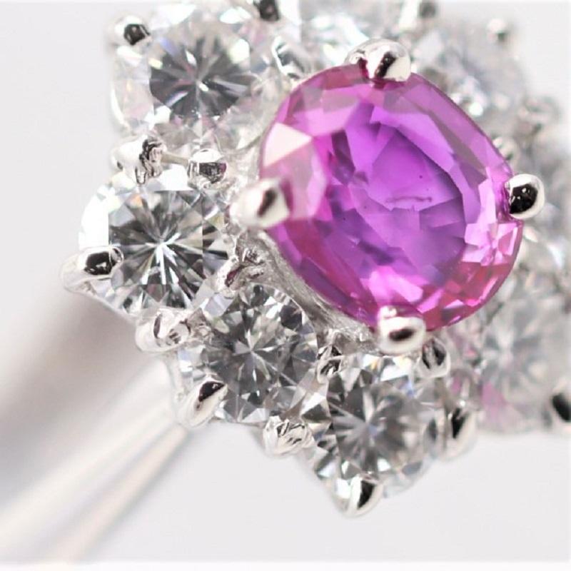 Women's No-Heat Burmese Ruby Diamond Platinum Ring, GIA Certified For Sale