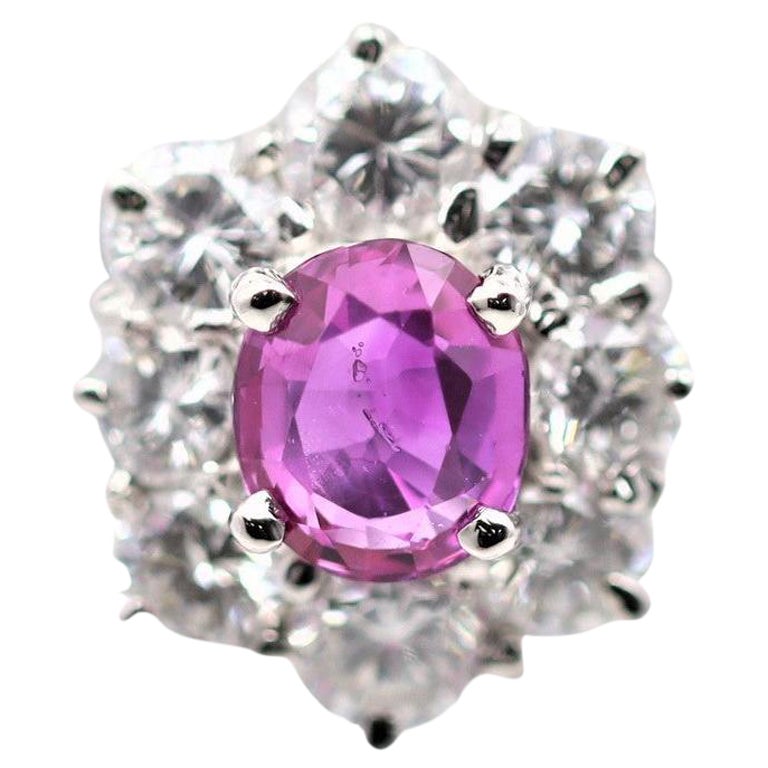 Anello in platino con diamante rubino birmano senza calore, certificato GIA