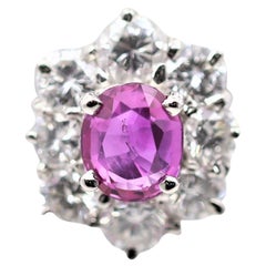 Anello in platino con diamante rubino birmano senza calore, certificato GIA
