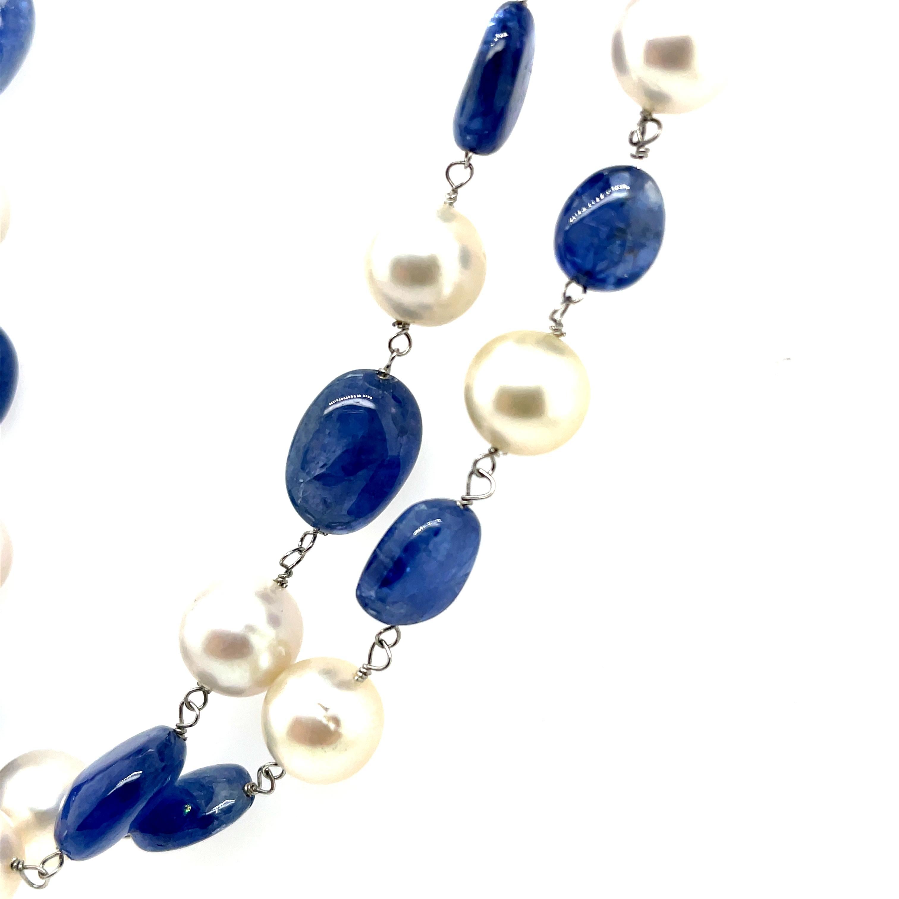 Perle Collier de perles de saphir de Birmanie Cts 253 et perles des mers du Sud, sans chaleur en vente